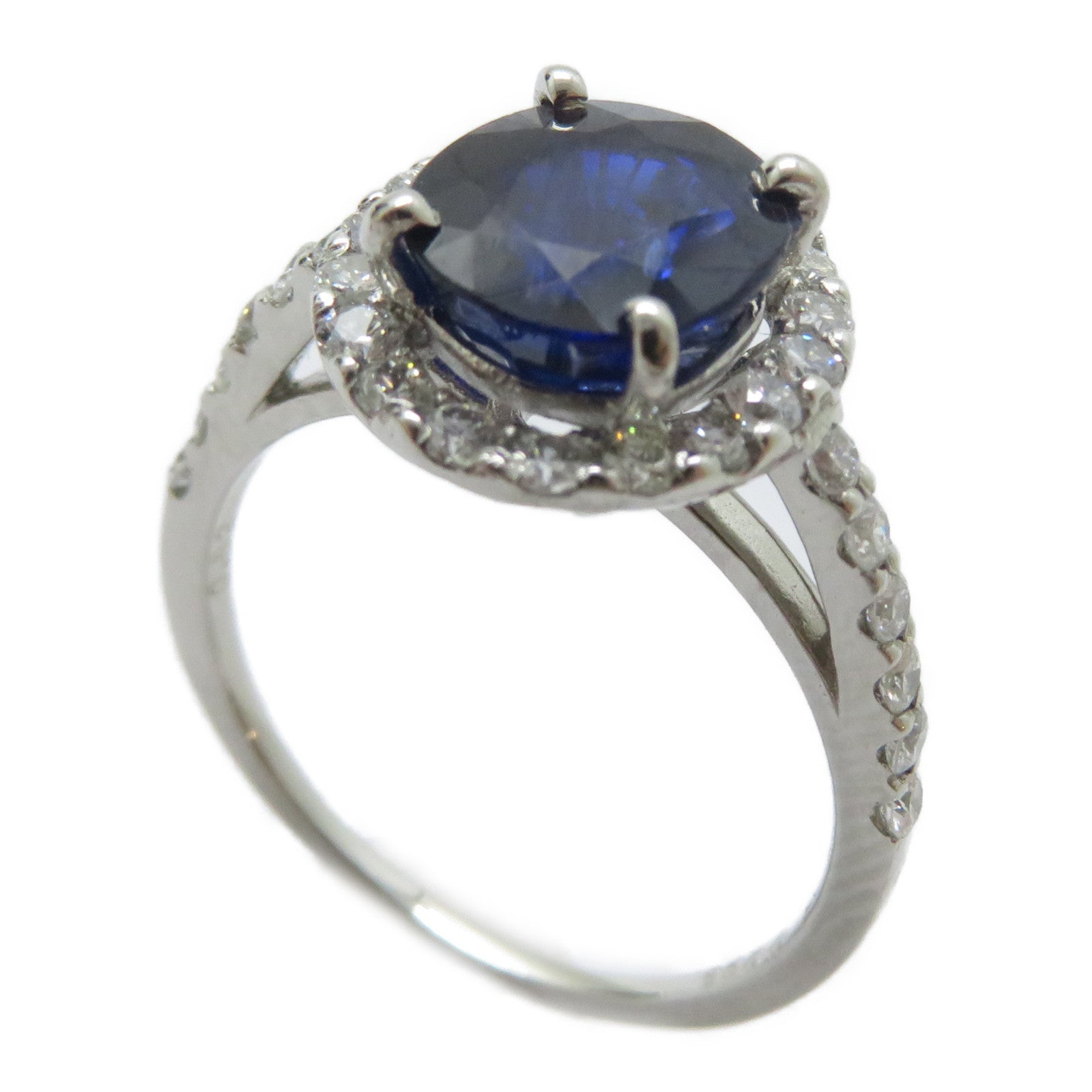 JEWELRY 【激減優惠】PT900鉑金Sapphire Ring 2.298ct藍寶石/0.52ct鑽石戒指US#5.5