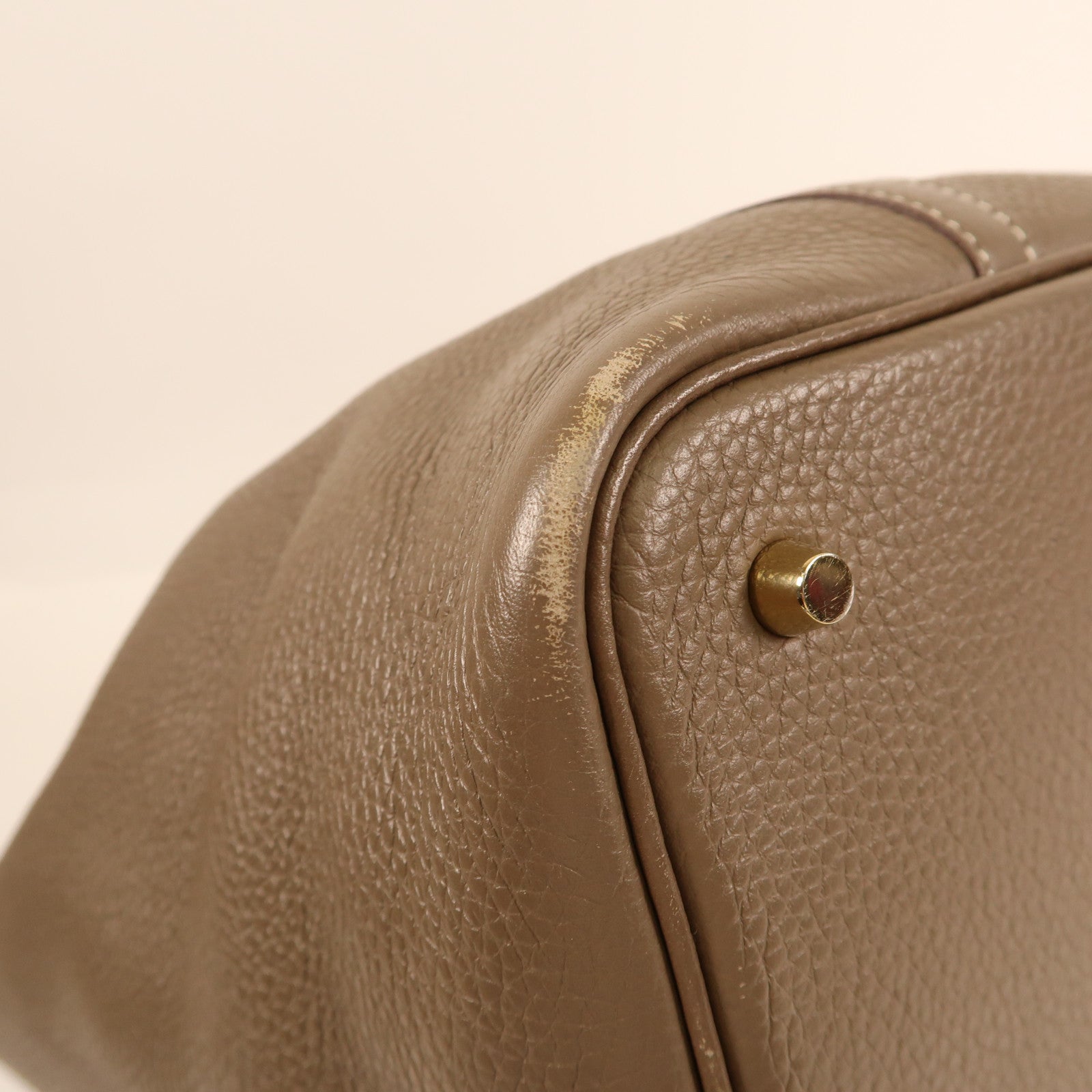 HERMES Alligator/Clemence皮革Picotin Touch MM金扣手挽袋Etoupe大象灰