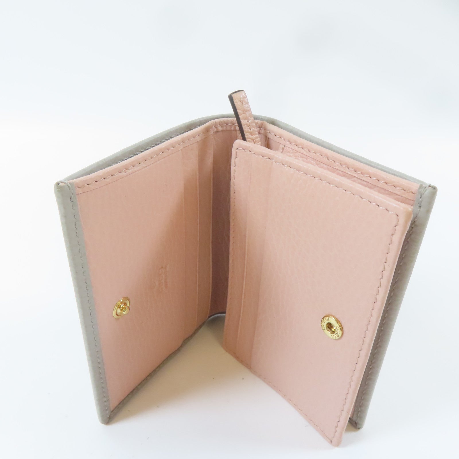 GUCCI 牛皮皮革Bifold Wallet金扣錢包灰色