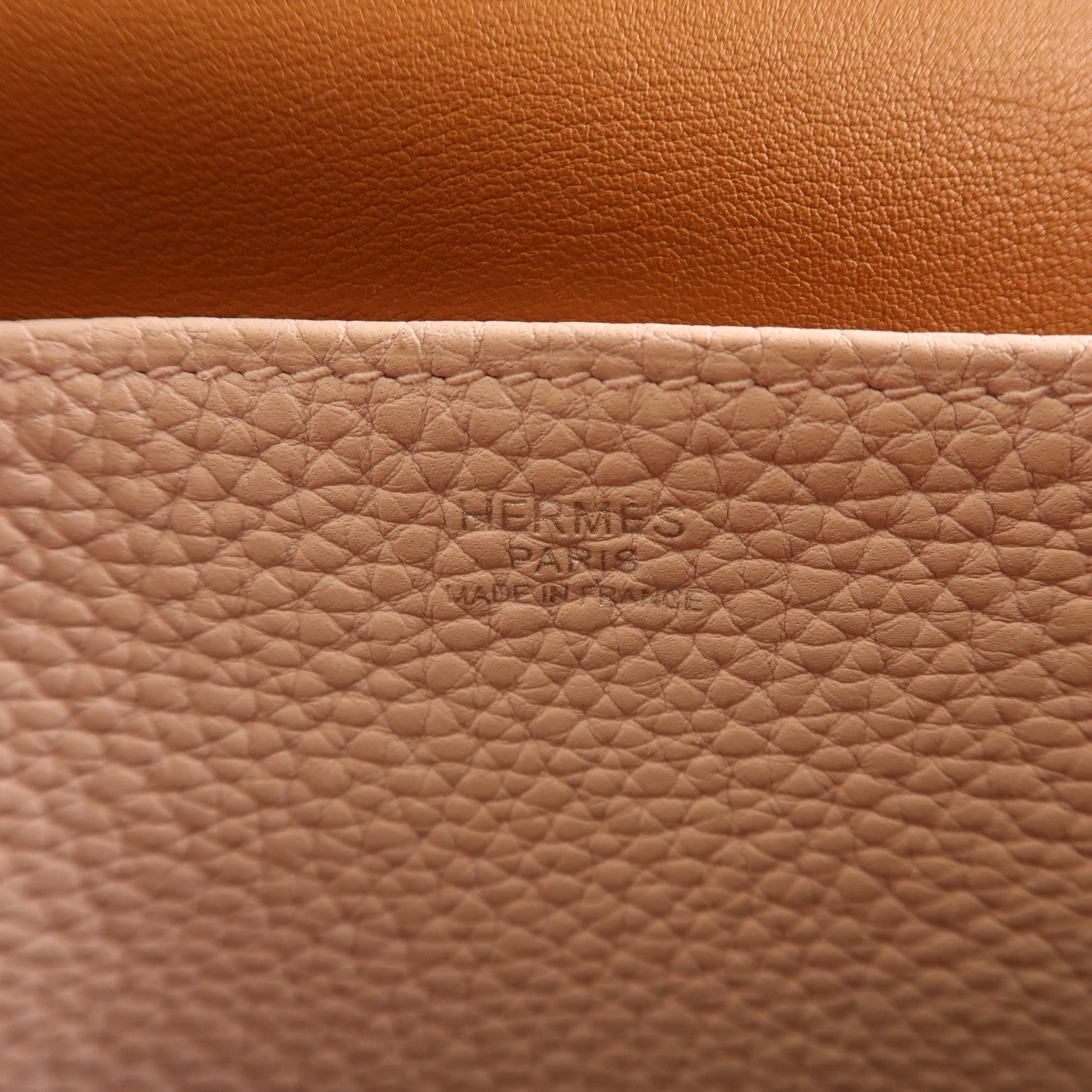 HERMES Clemence皮革Halzan 25銀扣手挽肩背兩用袋Mauve Pale夢幻粉色/Gold經典駝色