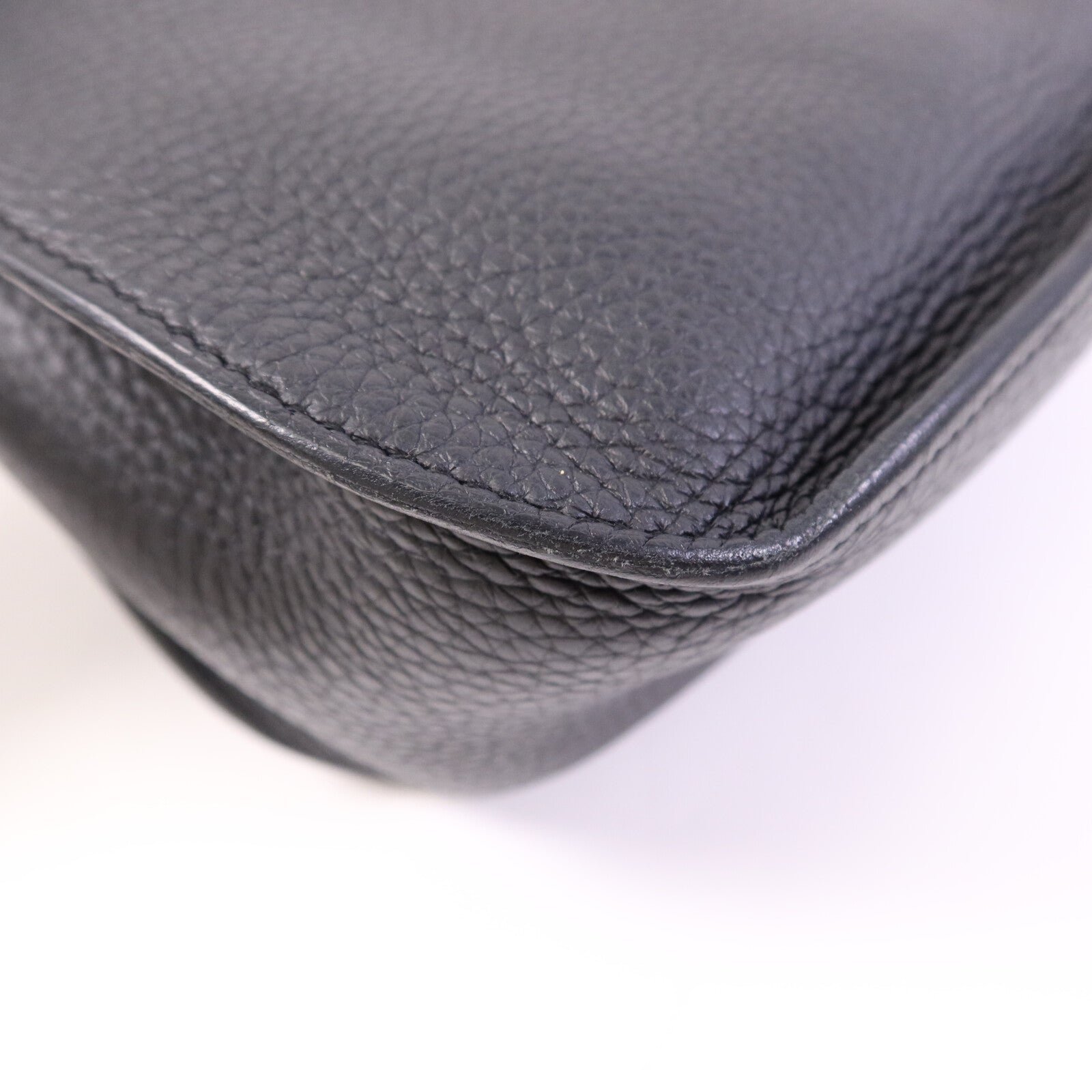 HERMES Clemence皮革Jypsiere 28銀扣肩背袋Noir