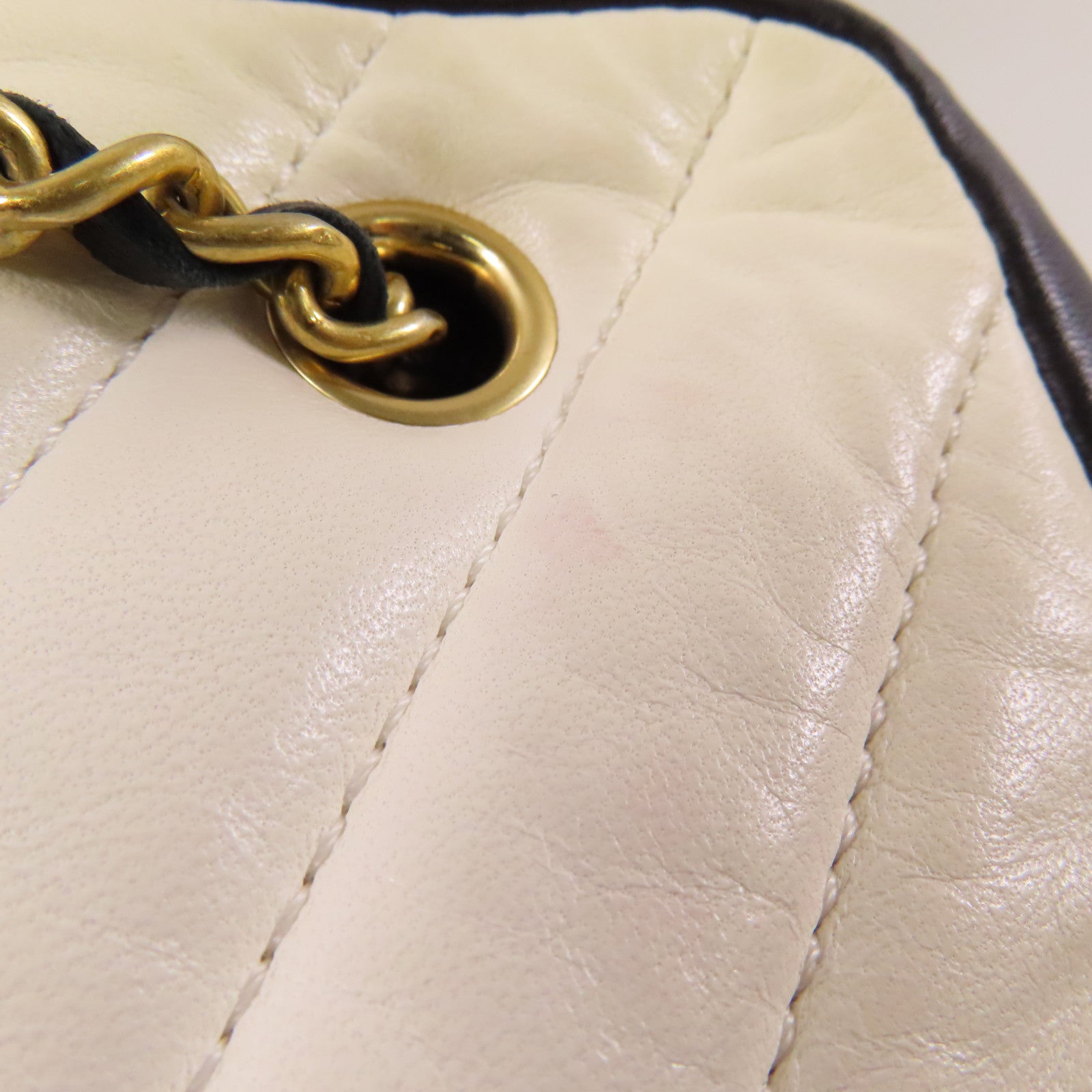 CHANEL CC GHW Chain Shoulder Bag Lambskin Leather Black White