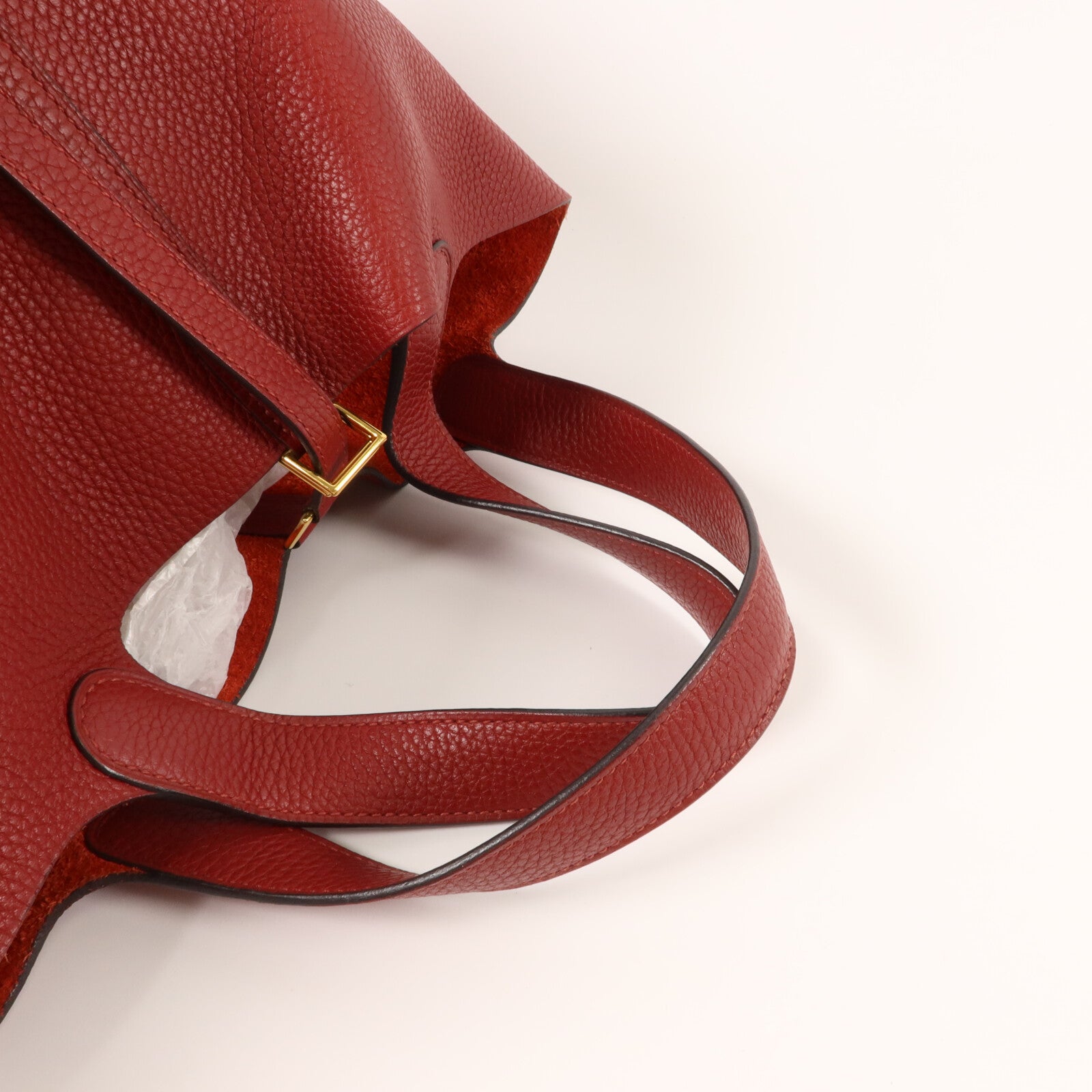 HERMES Clemence皮革Picotin MM扣手挽袋Rouge Garance