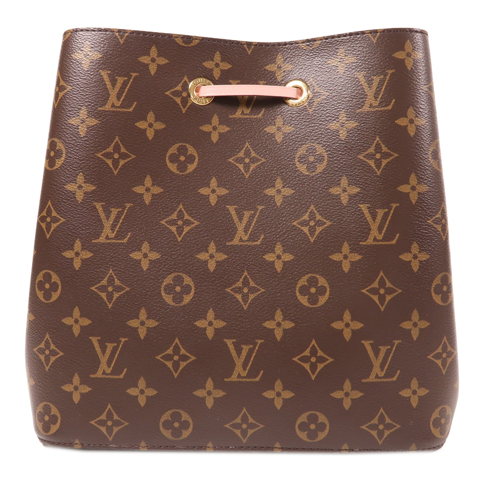 LOUIS VUITTON Monogram Neo Noe MM金扣肩背袋棕色/粉紅色