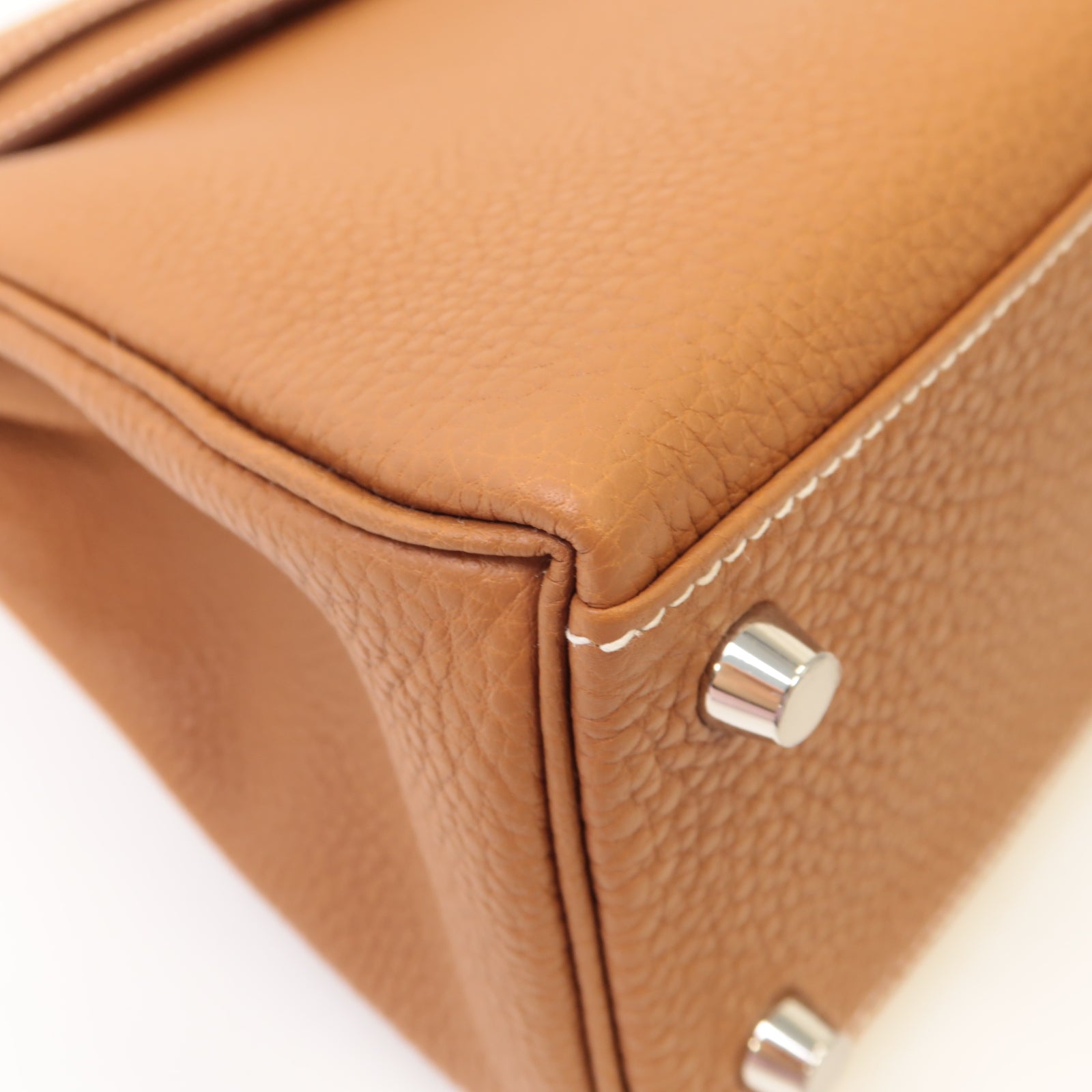 HERMES 【激減優惠】Togo皮革Kelly 25銀扣手挽肩背兩用袋啡色