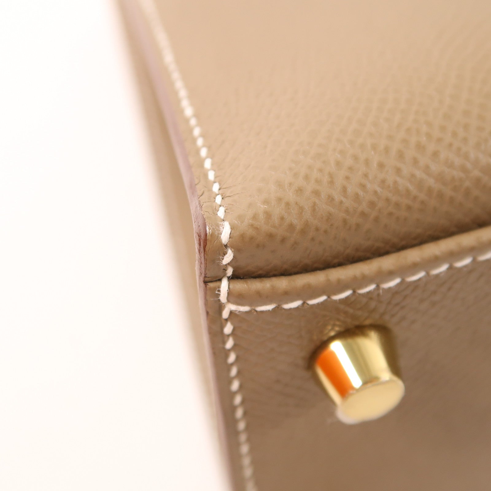 HERMES Epsom皮革Kelly 25金扣手挽肩背兩用袋Etoupe大象灰