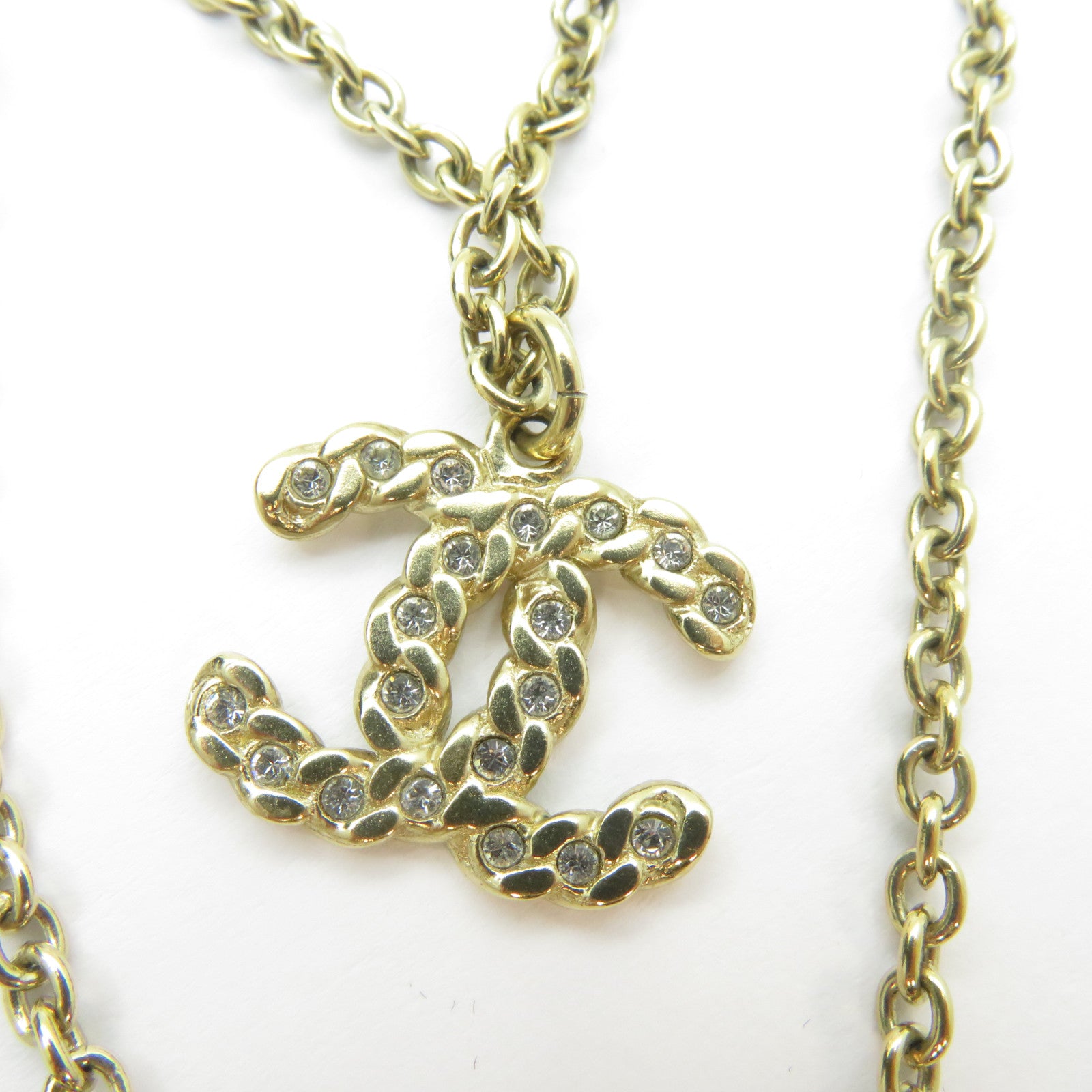 CHANEL 金屬CC Double Chain Pearl Necklace項鍊金色