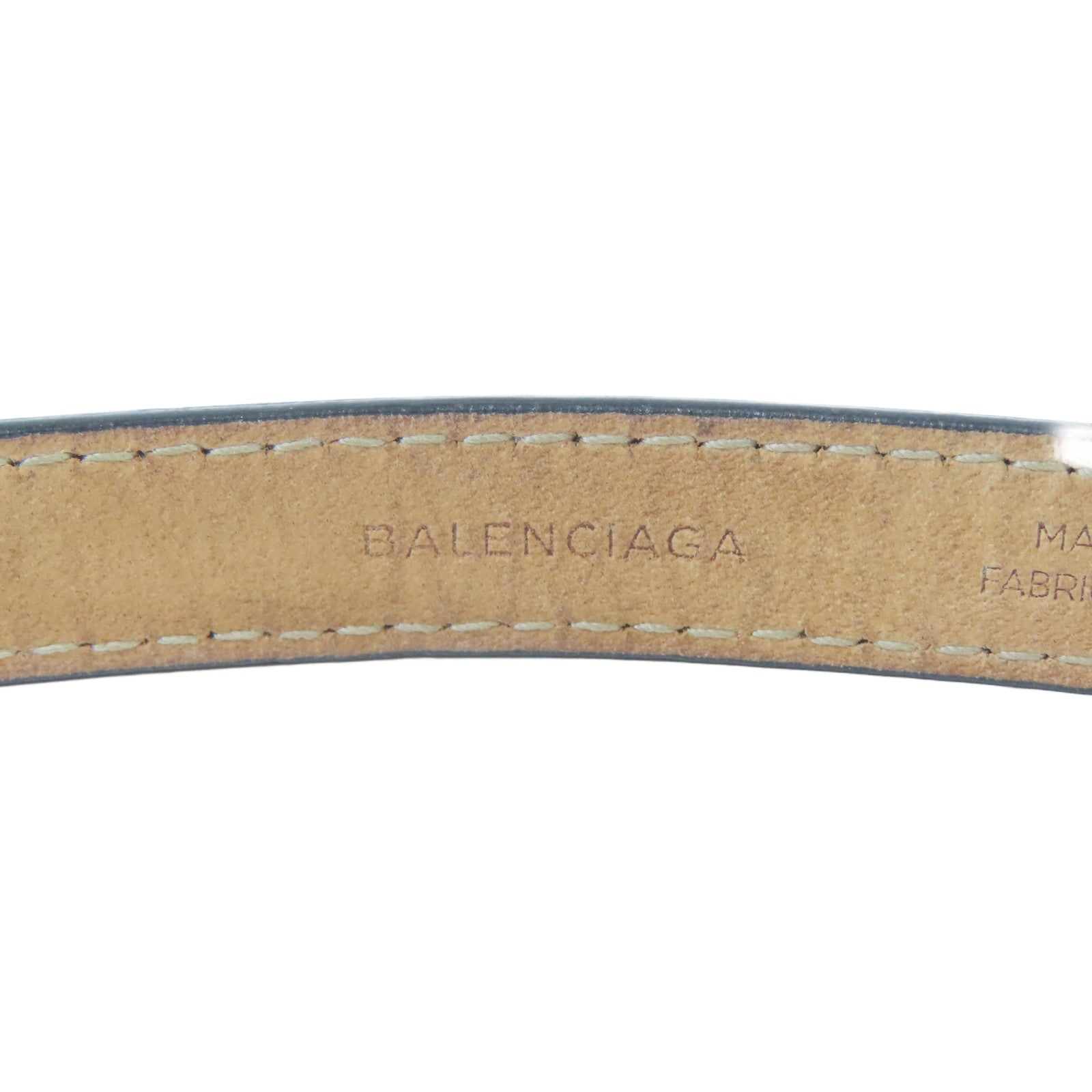 BALENCIAGA 皮革/金屬Bangle手鐲黑色/銀色#15.5cm