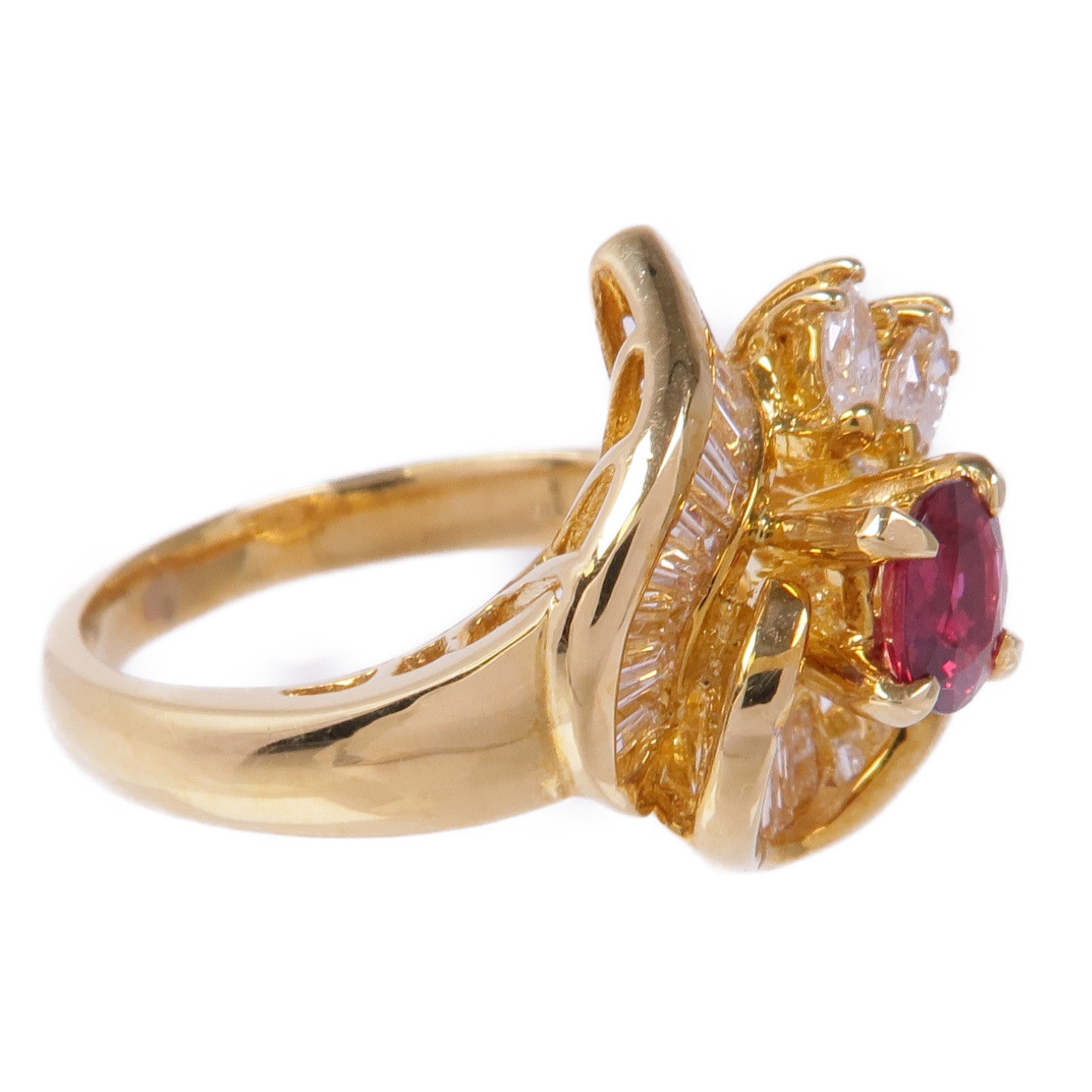 JEWELRY 【激減優惠】18K黃金Ruby Diamond Ring紅寶石/鑽石戒指US#6