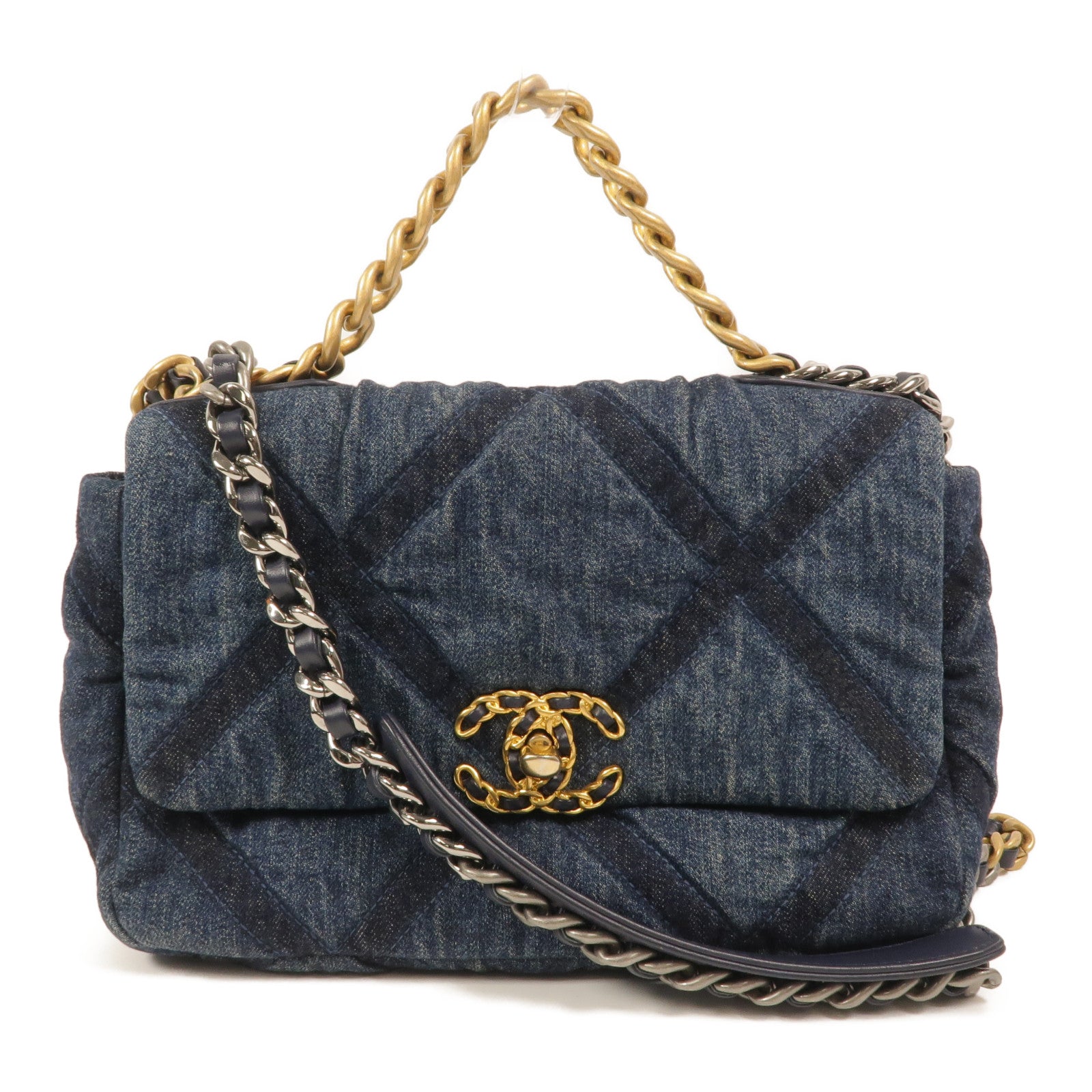 CHANEL 牛仔布Chanel 19 Small手挽肩背兩用袋