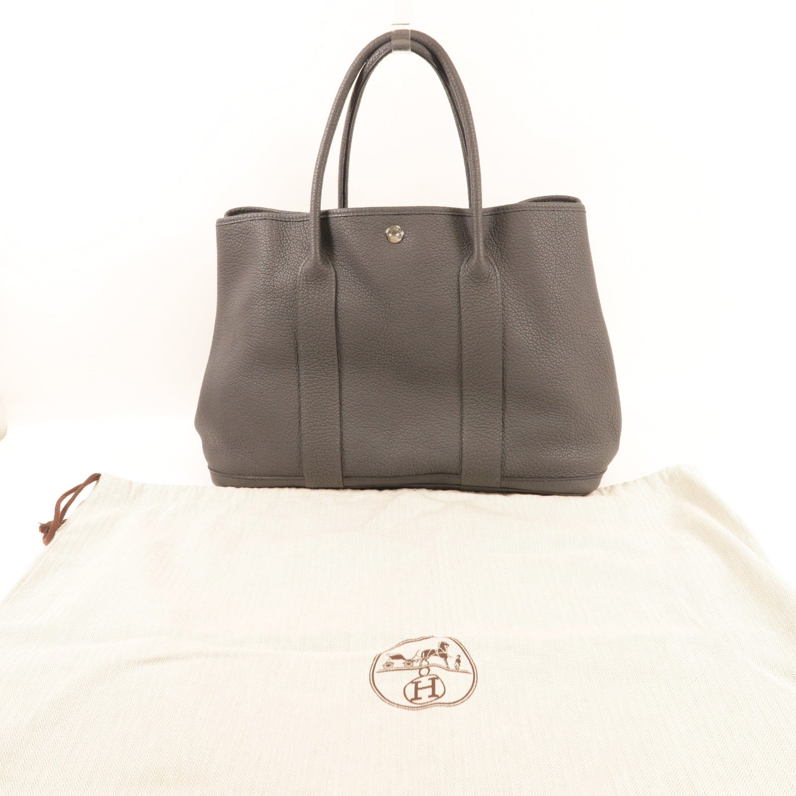 HERMES Negonda皮革Garden Party 36銀扣手挽袋Plomb