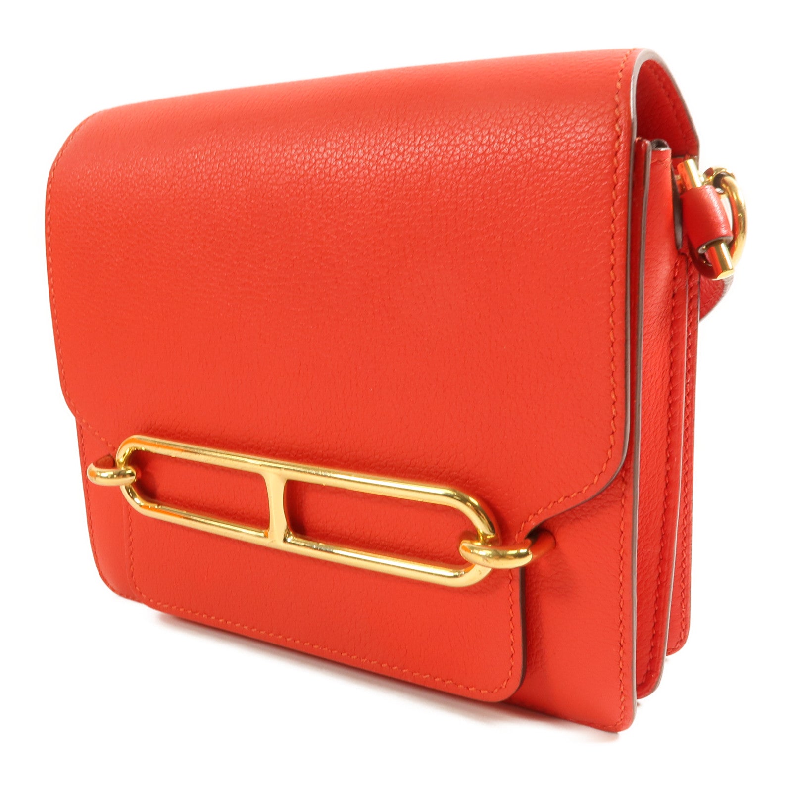 HERMES Evercolor皮革Mini Roulis金扣肩背袋Rouge Tomate