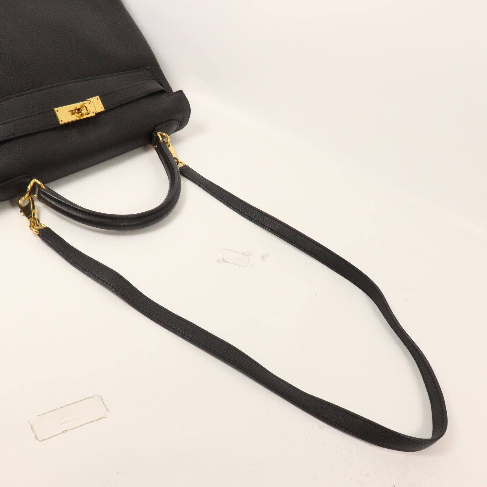 HERMES Clemence皮革Kelly 32手挽肩背兩用袋Noir