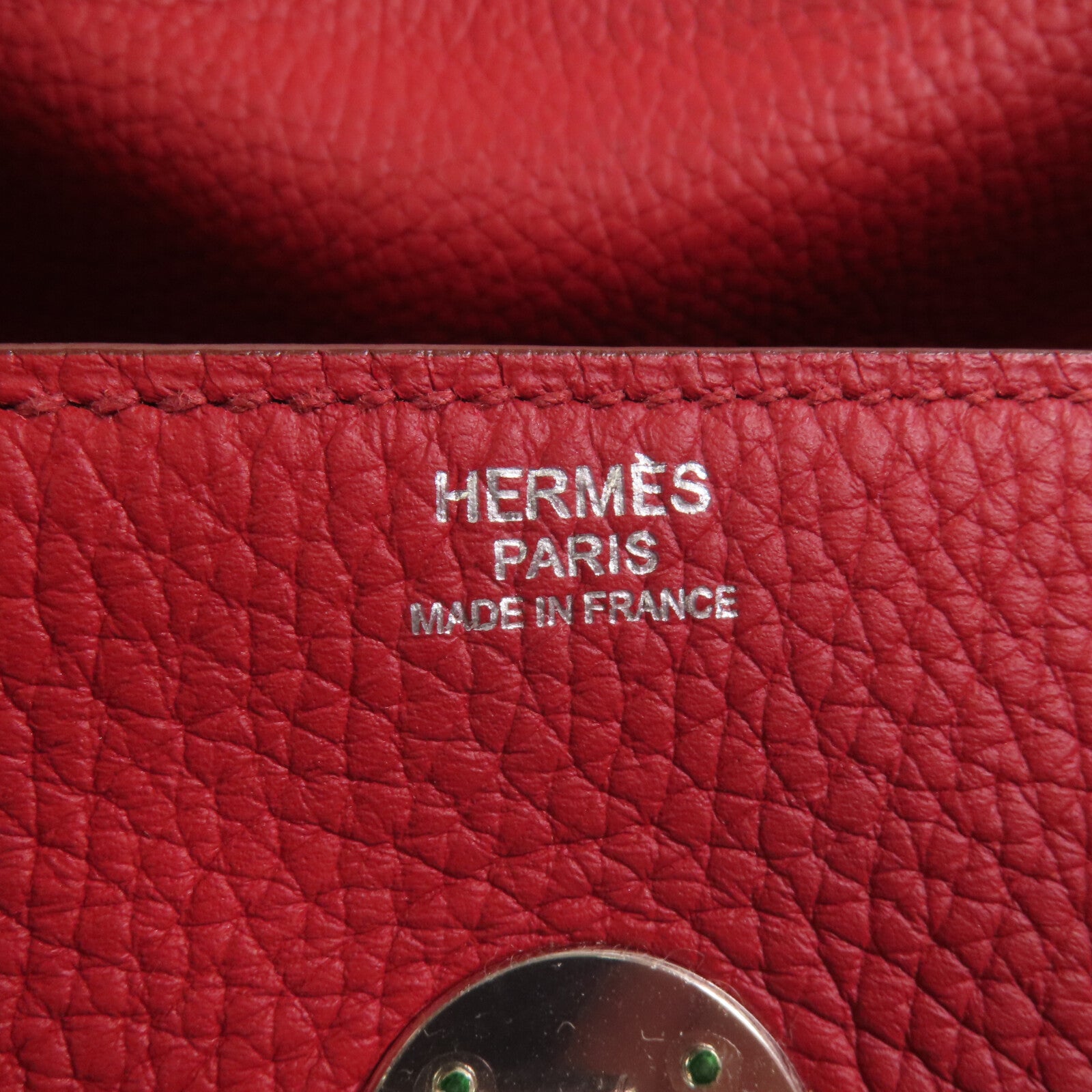 HERMES Clemence皮革Lindy 34銀扣肩背袋Rough Piment