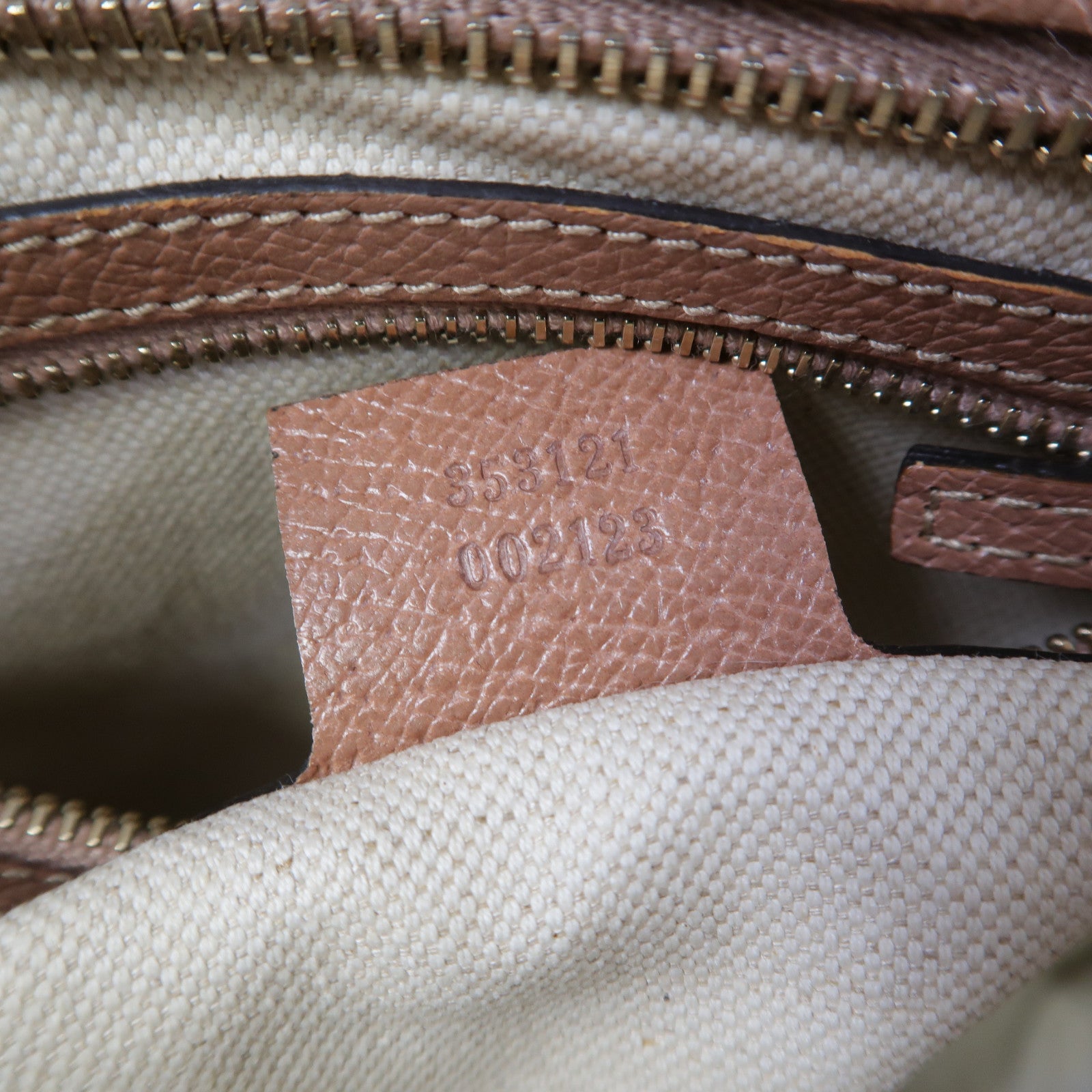 GUCCI 帆布/皮革2 Way Shoulder金扣手挽肩背兩用袋米色/啡色
