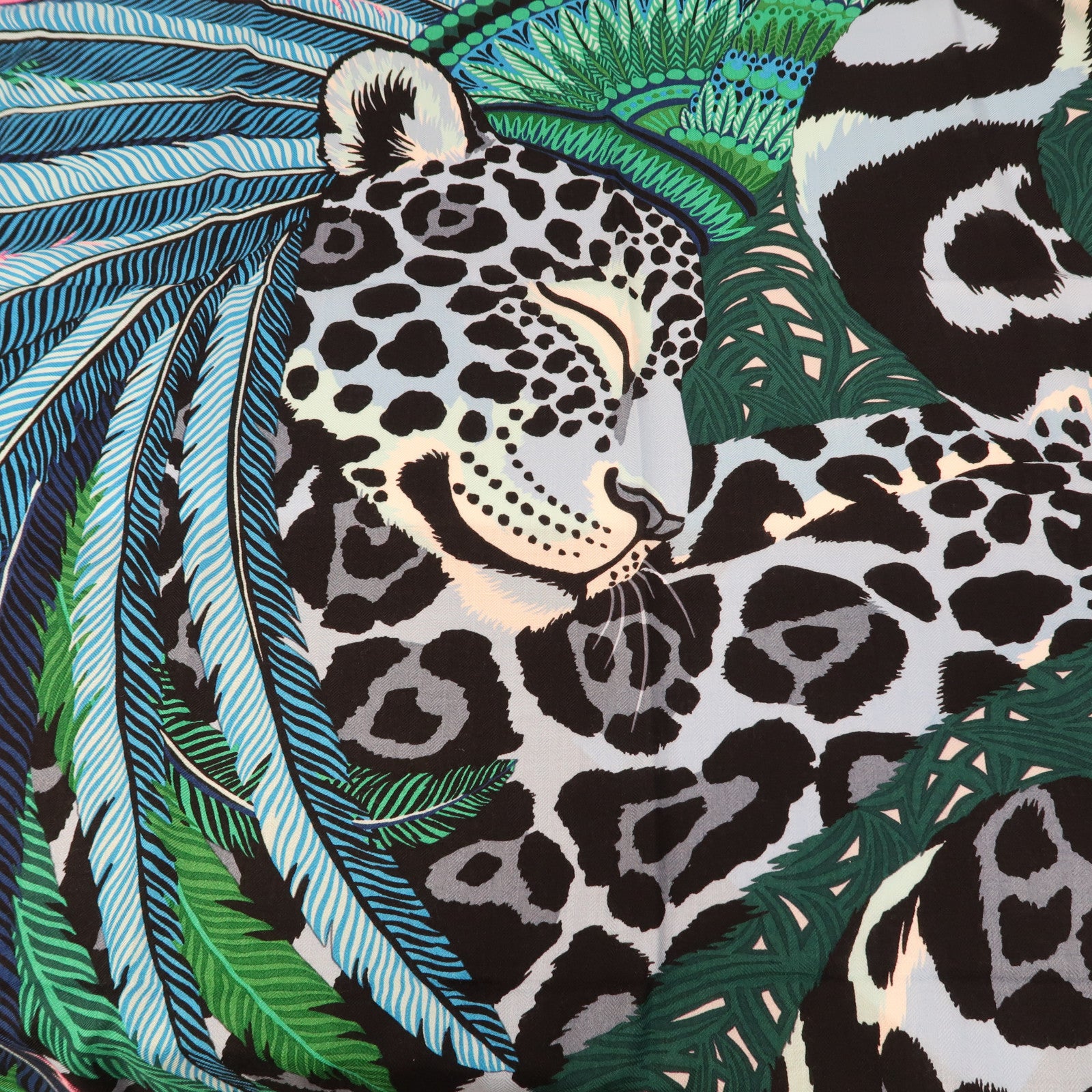 HERMES 羊絨/絲質Scarf圍巾藍色/綠色/粉紅色