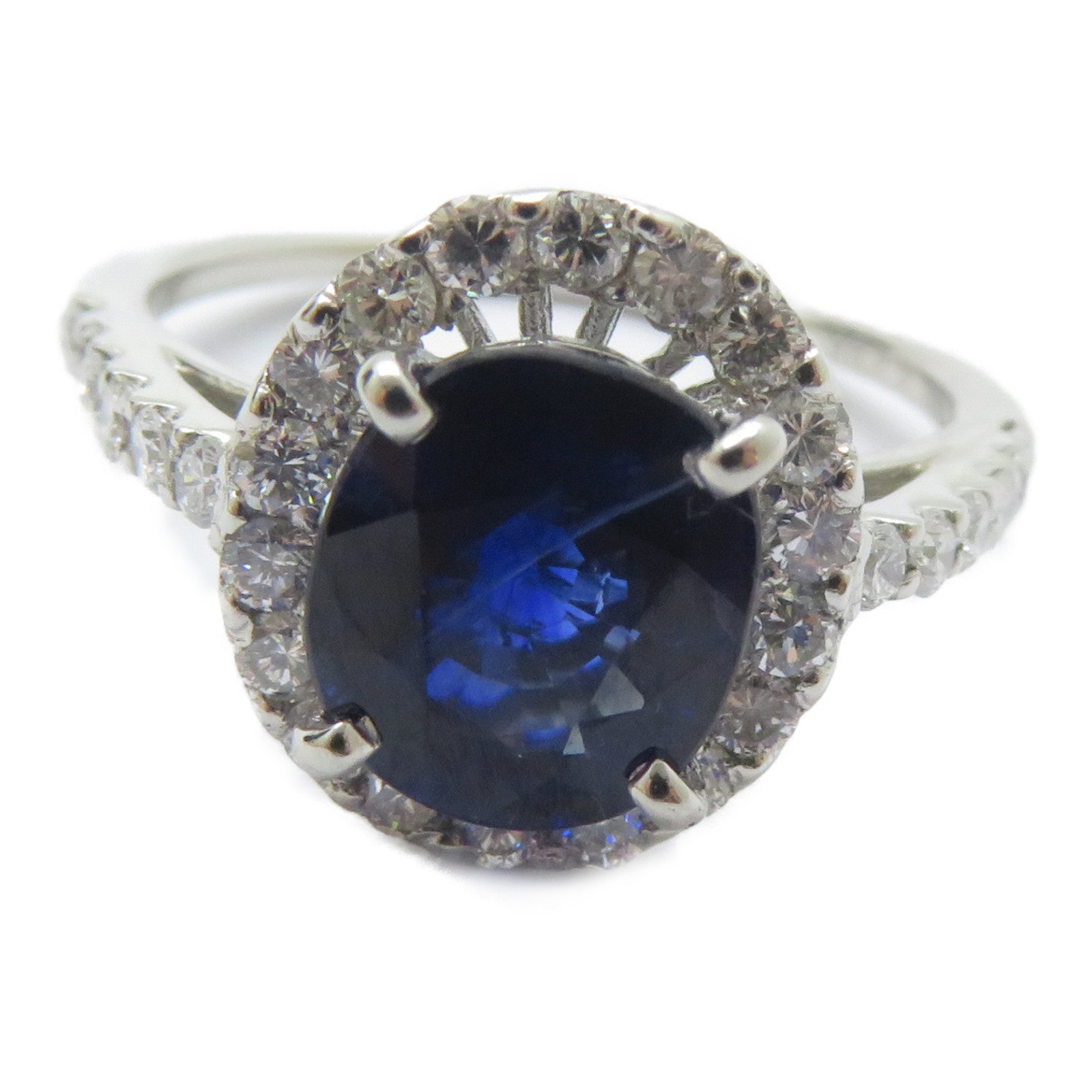 JEWELRY 【激減優惠】PT900鉑金Sapphire Ring 2.298ct藍寶石/0.52ct鑽石戒指US#5.5