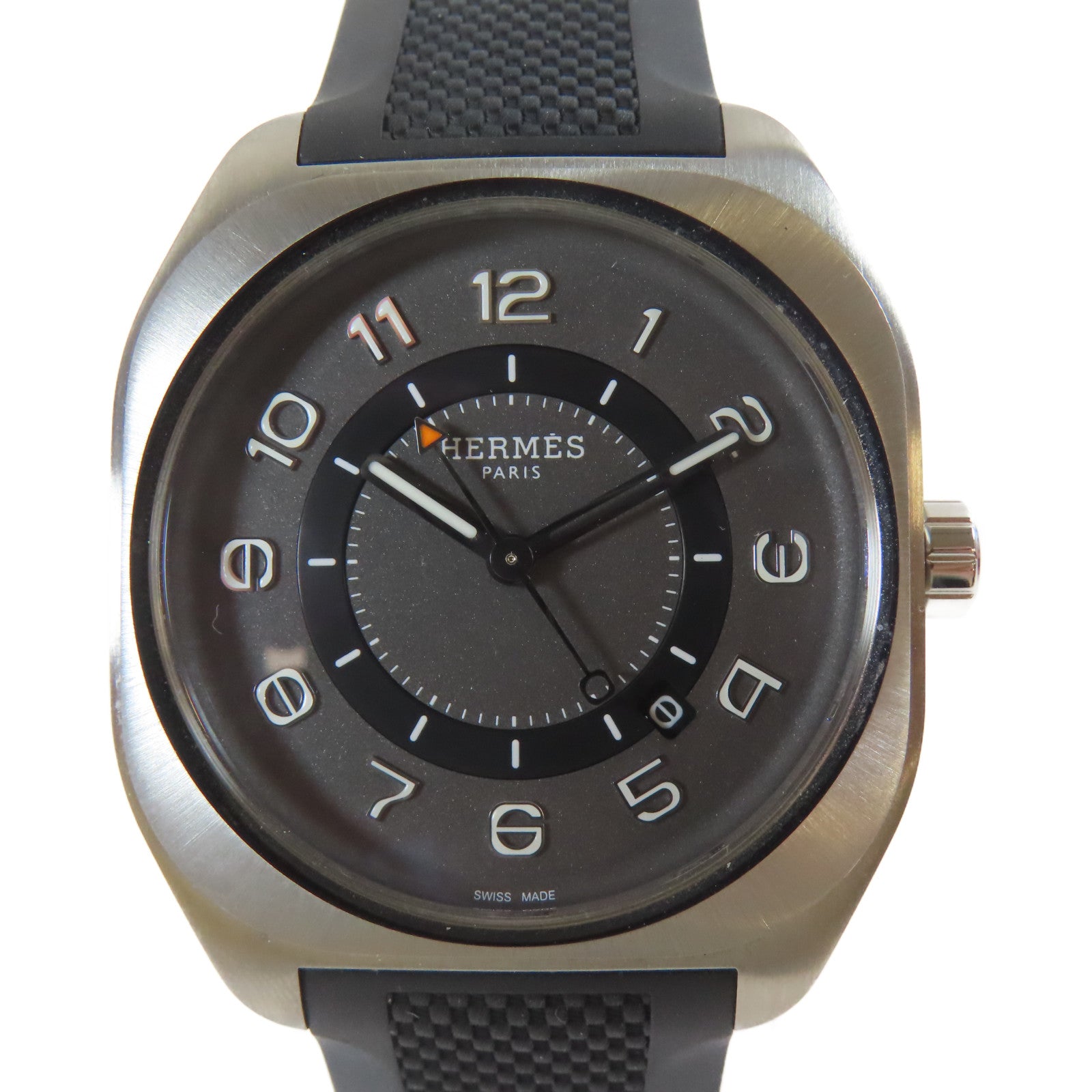 HERMES H08鈦/橡膠手錶灰色