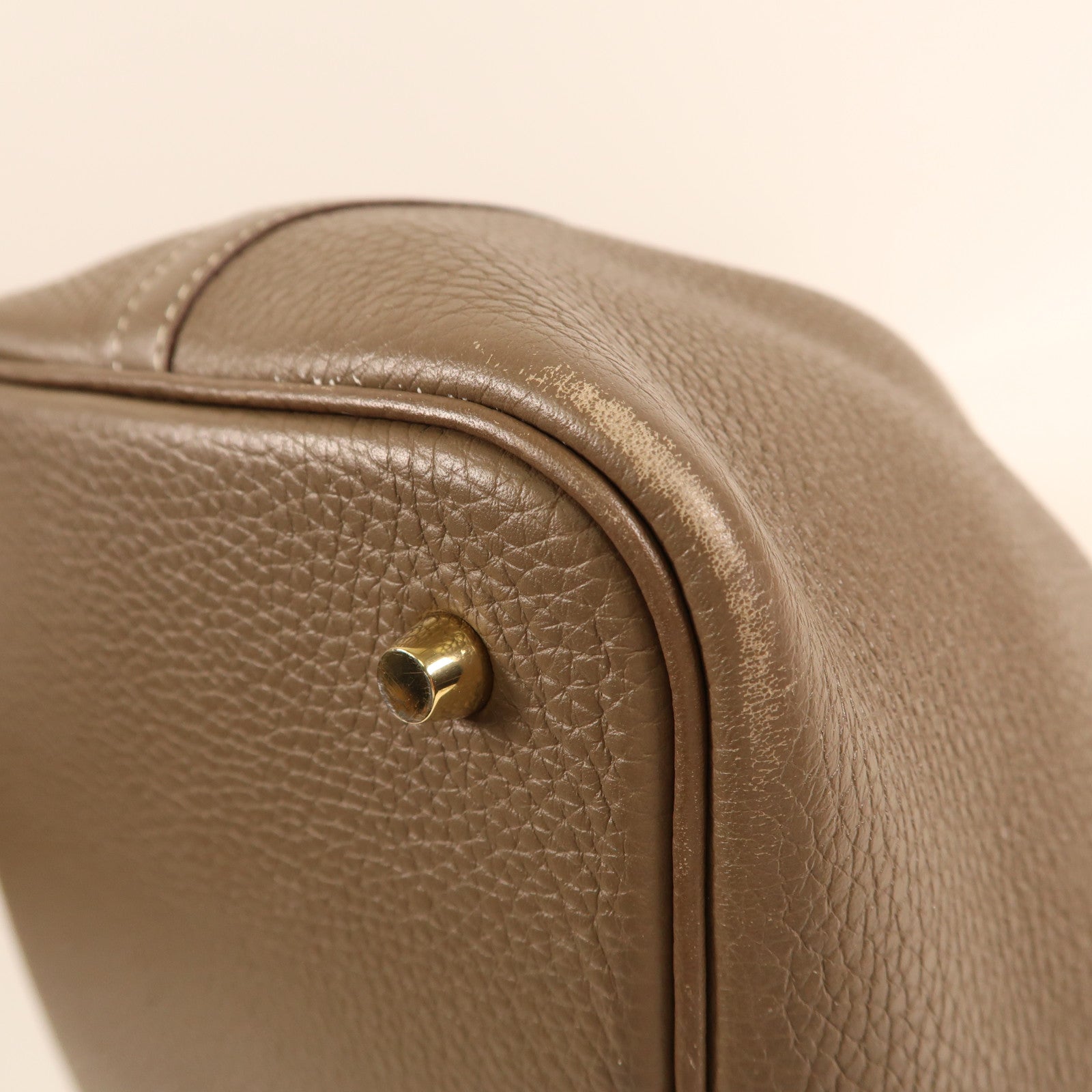 HERMES Alligator/Clemence皮革Picotin Touch MM金扣手挽袋Etoupe大象灰