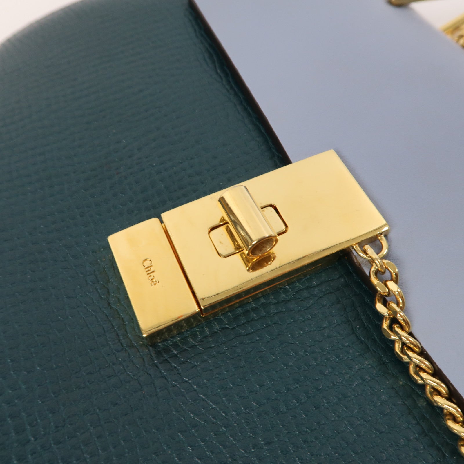 Chloe 【激減優惠】皮革Chain Shoulder金扣鏈帶肩背袋藍色
