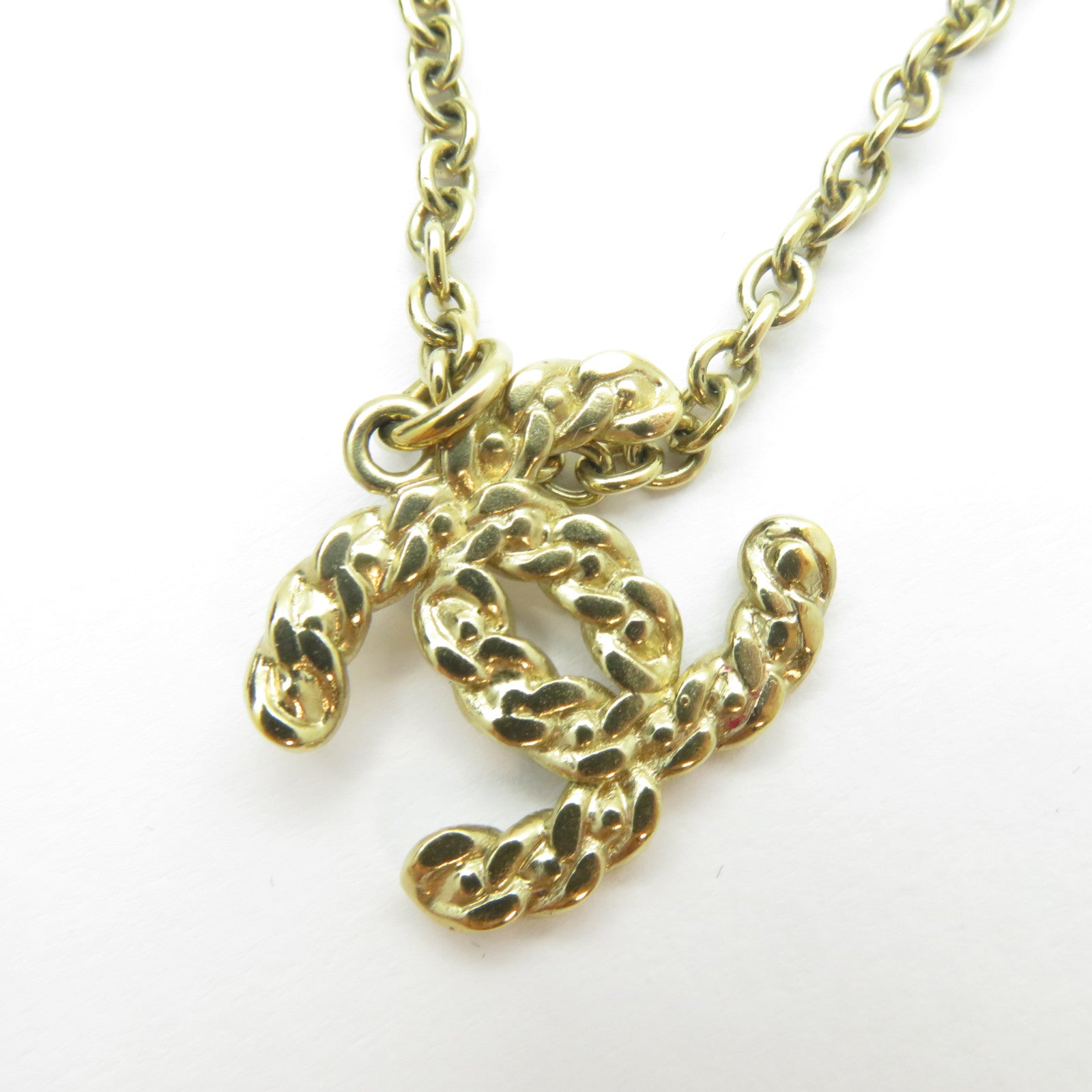 CHANEL 金屬CC Double Chain Pearl Necklace項鍊金色
