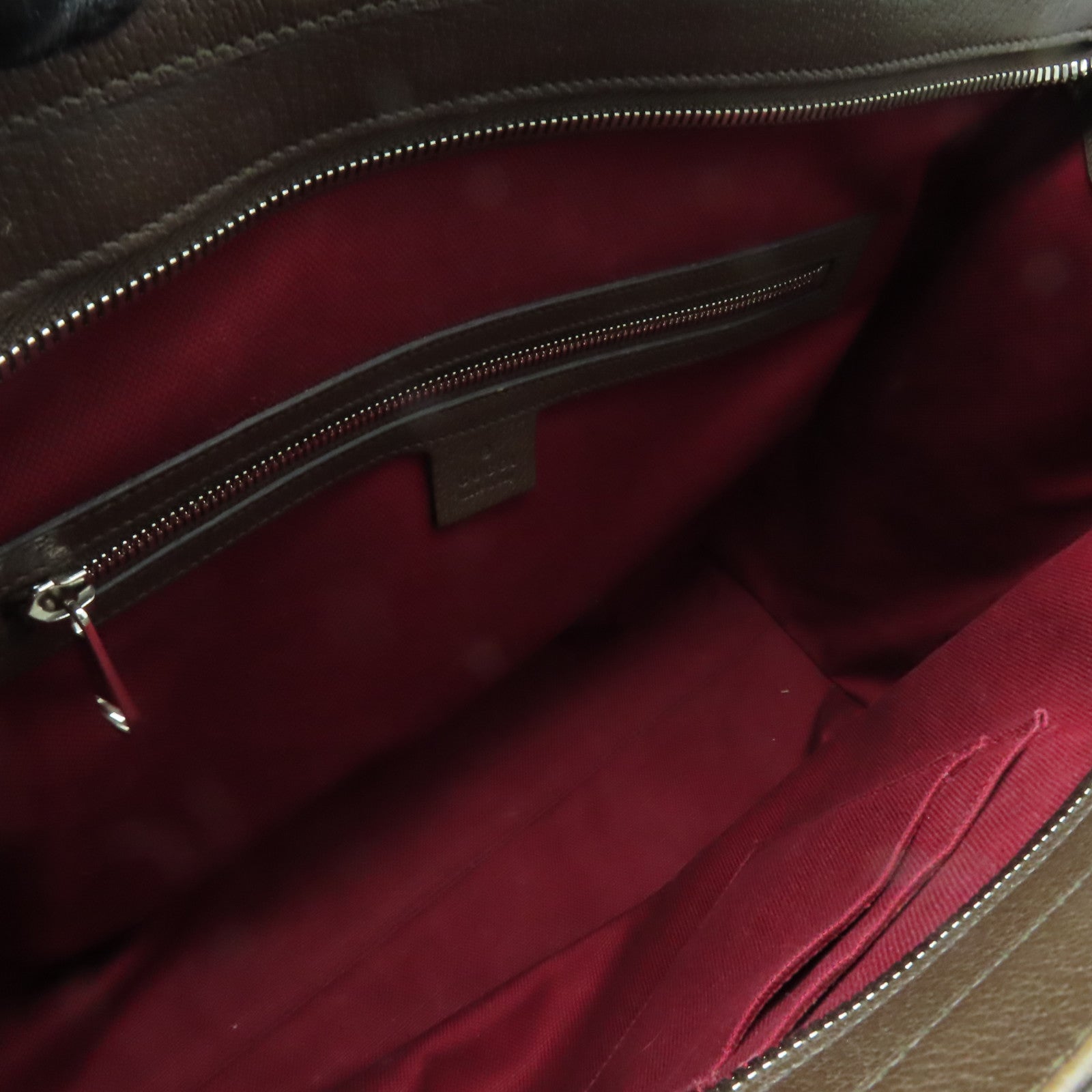 GUCCI 【激減優惠】塗層帆布Tote Bag銀扣手挽袋啡色