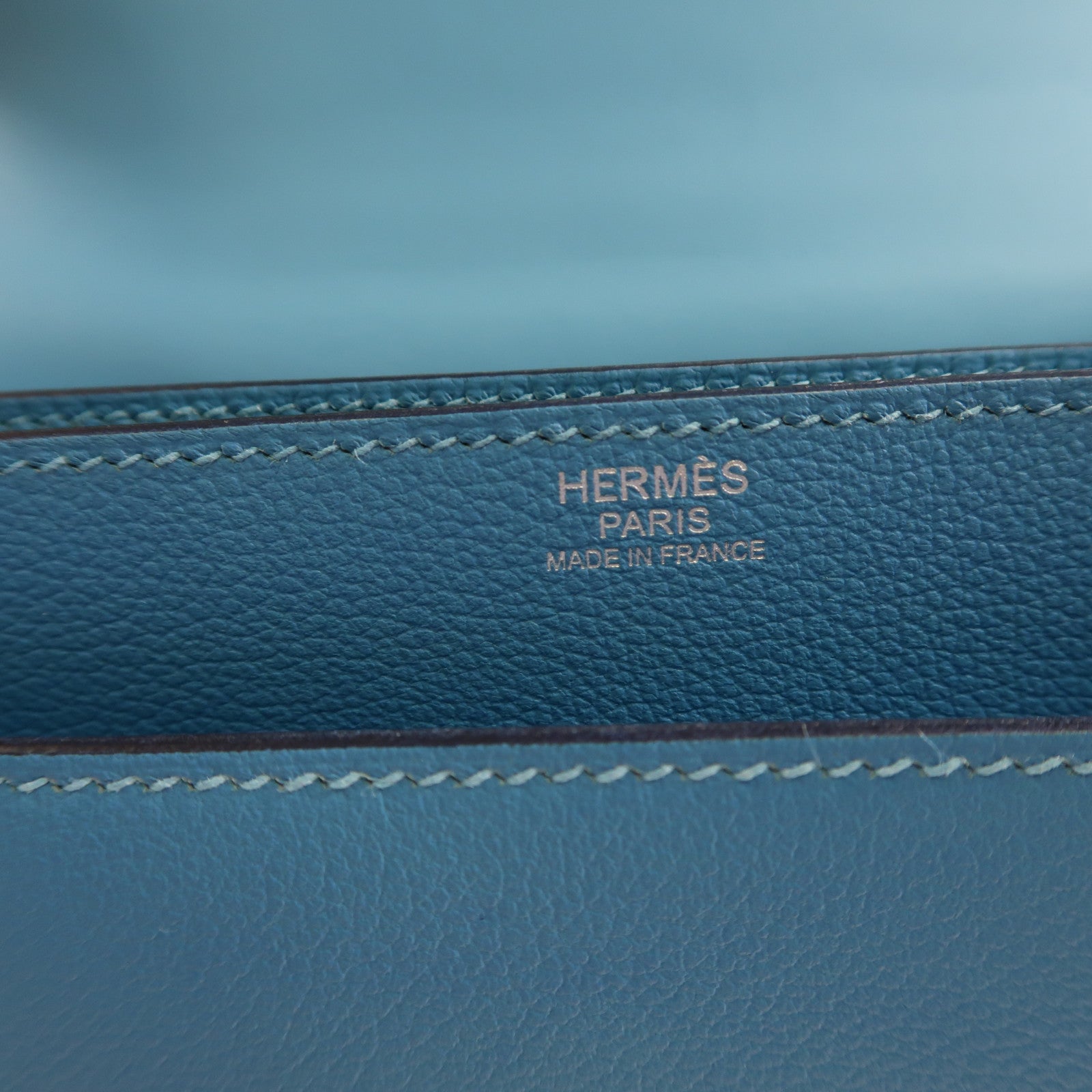 HERMES 【激減優惠】Evercolor皮革2002銀扣肩背袋Bleu Du Nord