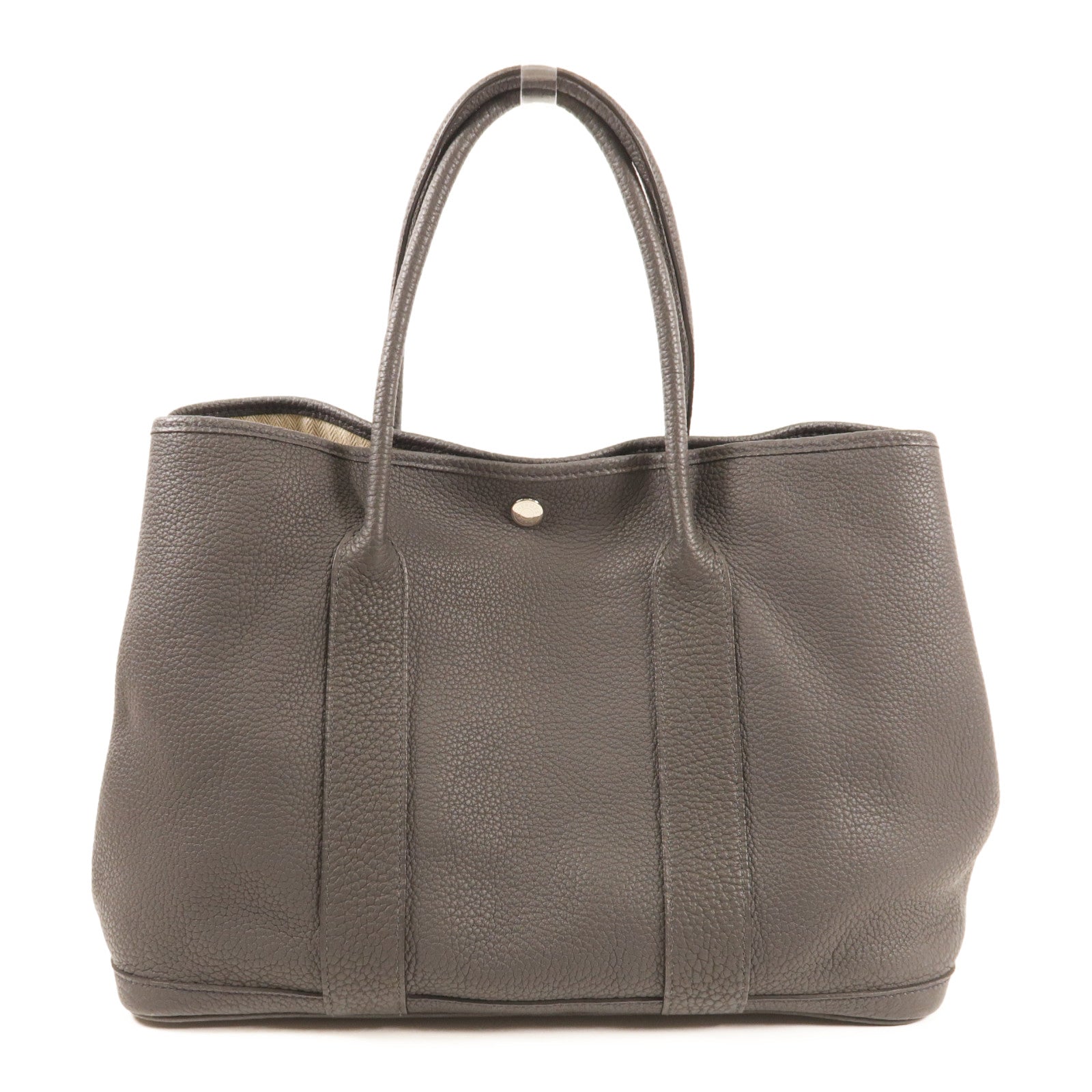 HERMES Negonda皮革Garden Party 36銀扣手挽袋Plomb