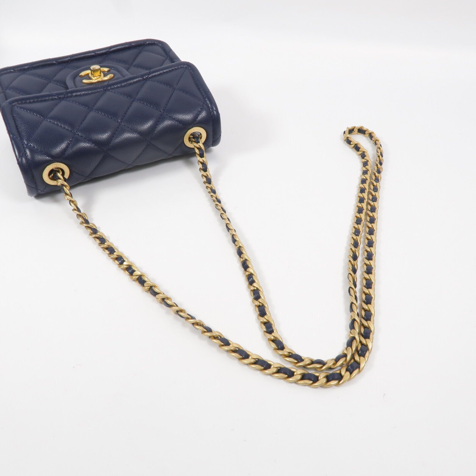 CHANEL 牛皮皮革Chain shoulder鏈帶肩背袋