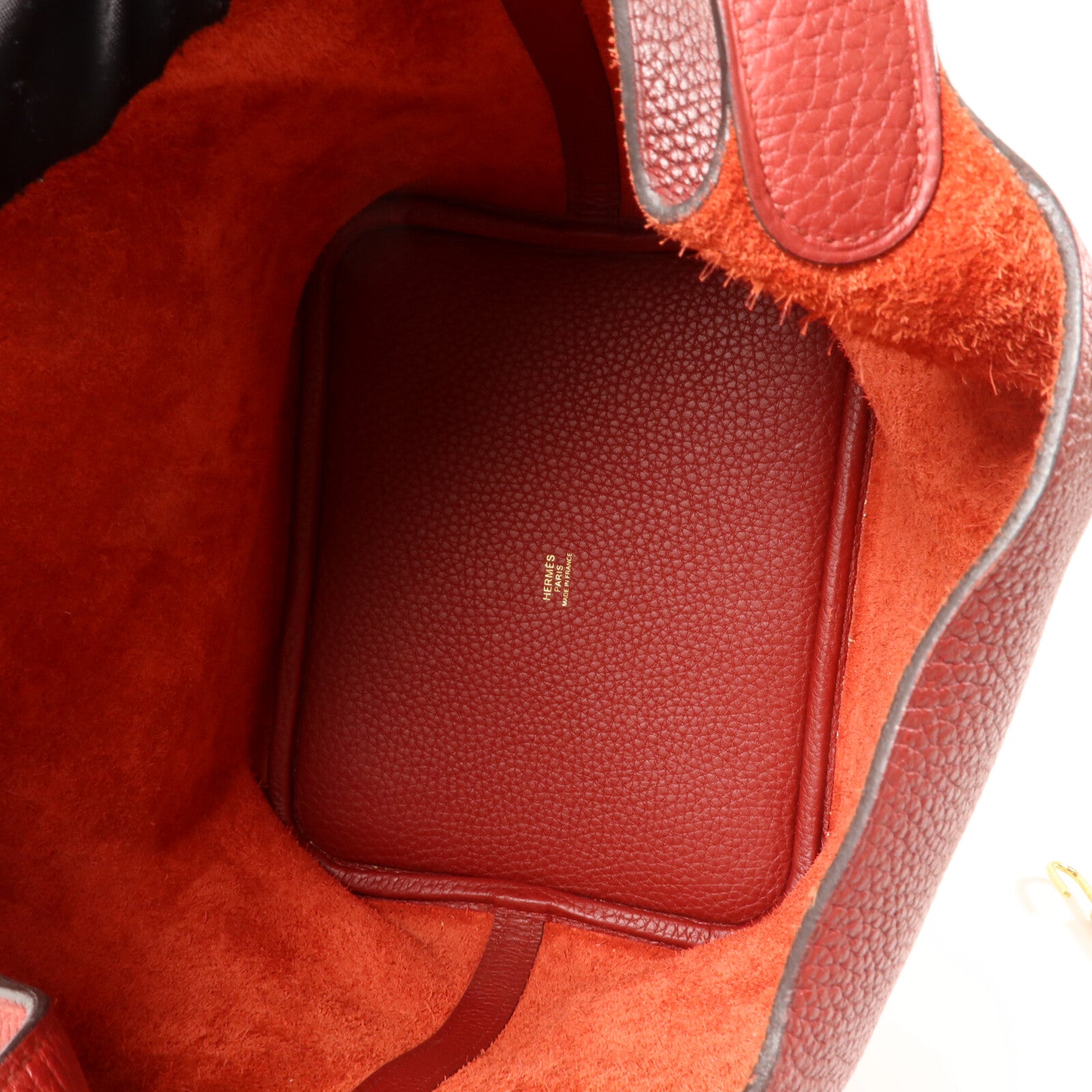 HERMES Clemence皮革Picotin MM扣手挽袋Rouge Garance