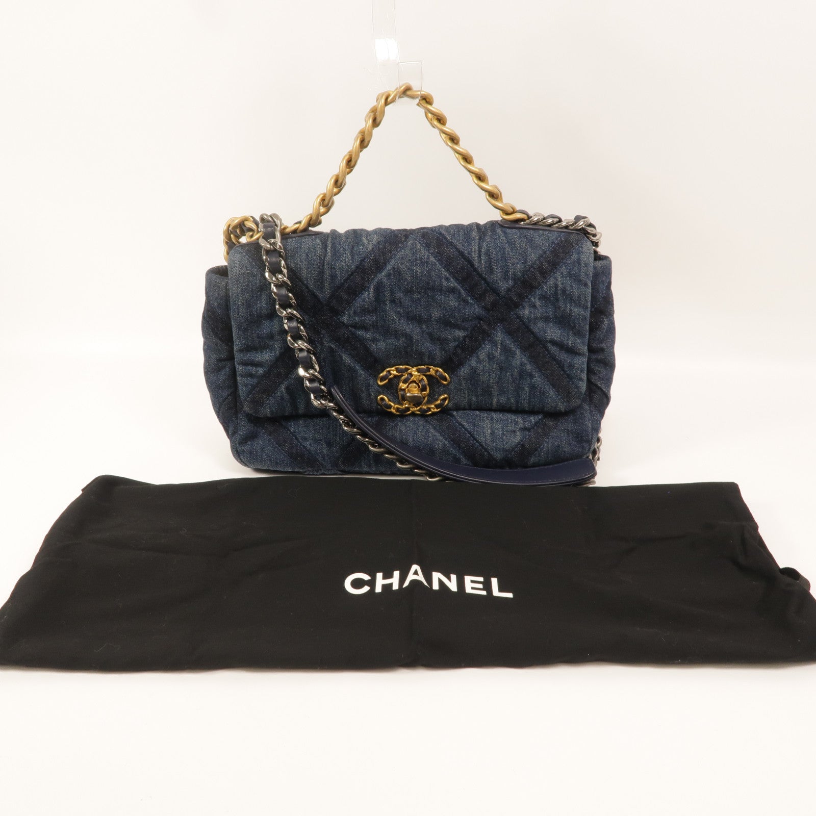 CHANEL 牛仔布Chanel 19 Small手挽肩背兩用袋
