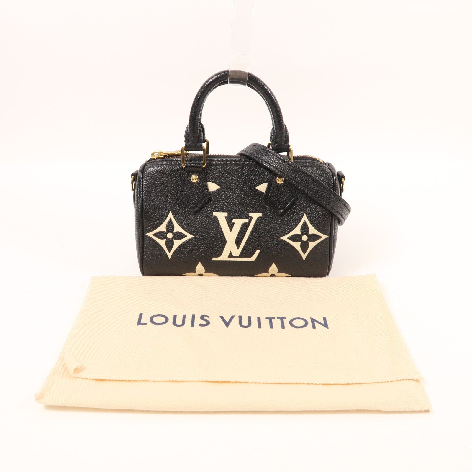 LOUIS VUITTON Monogram Empreinte Nano Speedy金扣手挽肩背兩用袋