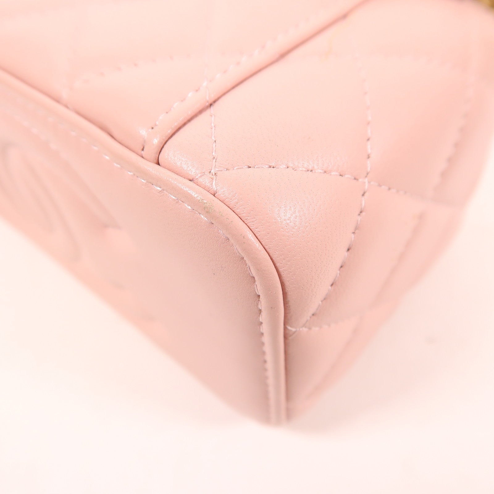 CHANEL CC GHW Vanity Case Chain Shoulder Bag Lambskin Leather Pink