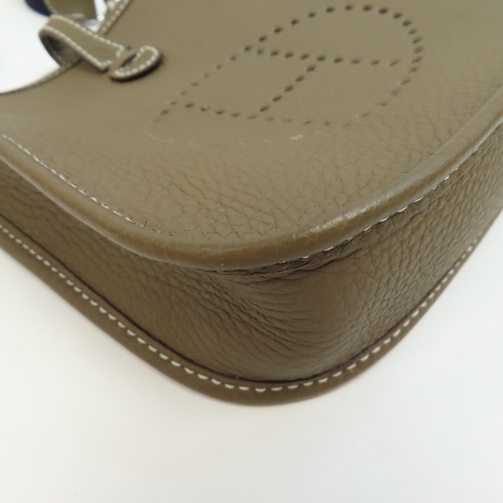 HERMES Clemence皮革Evelyne TPM Shoulder Bag銀扣肩背袋Etoupe/啡色