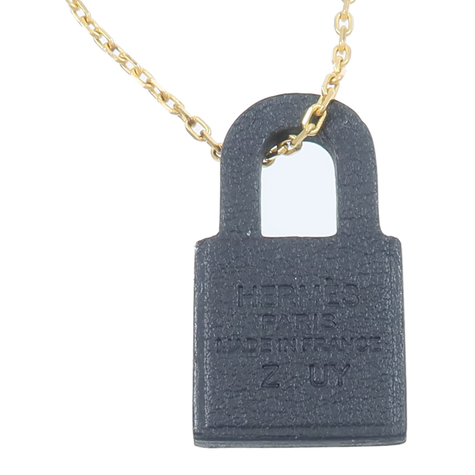 HERMES 金屬/Swift皮革O'Kelly Necklace項鍊Noir