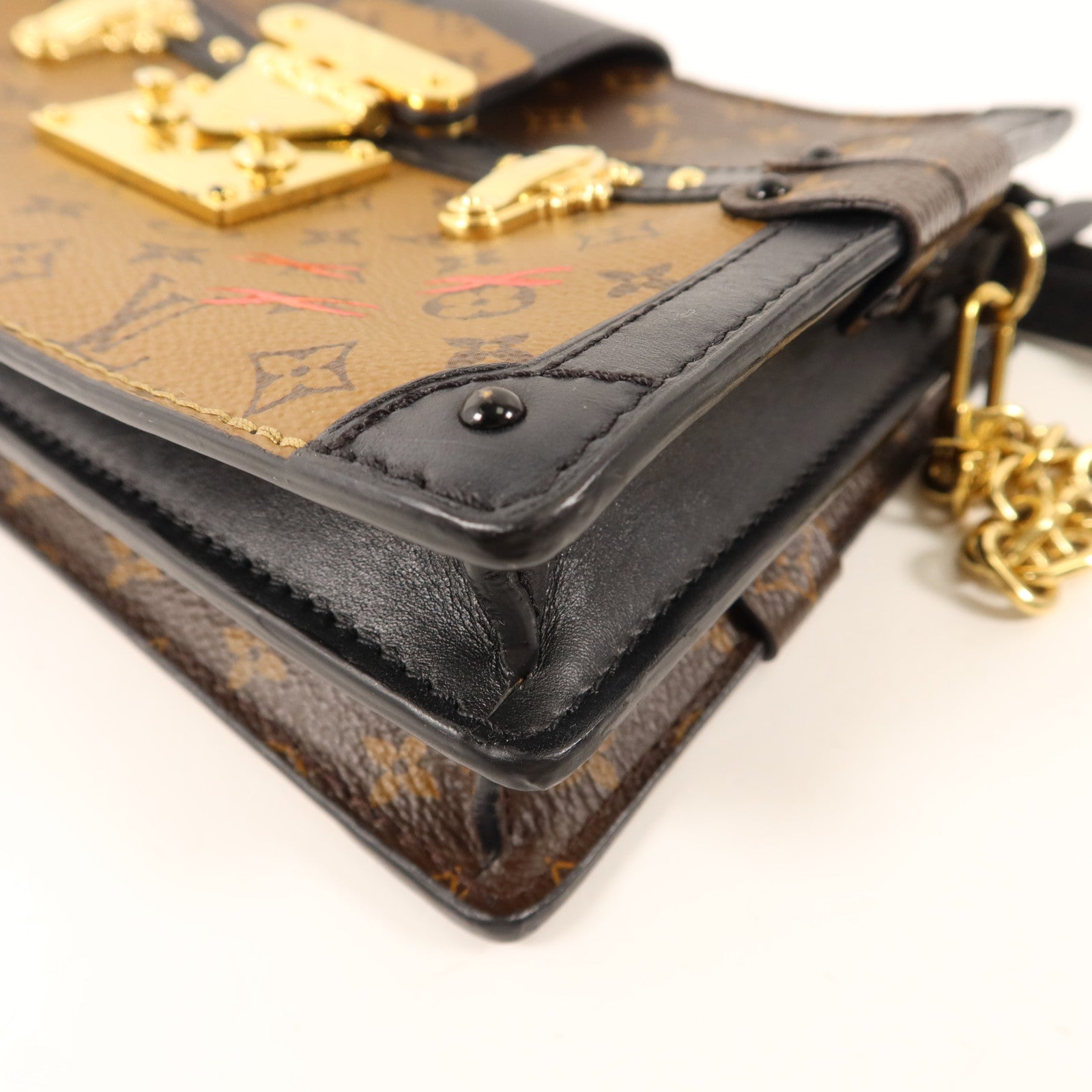 LOUIS VUITTON 【激減優惠】Monogram Reverse Trunk Clutch金扣肩背袋