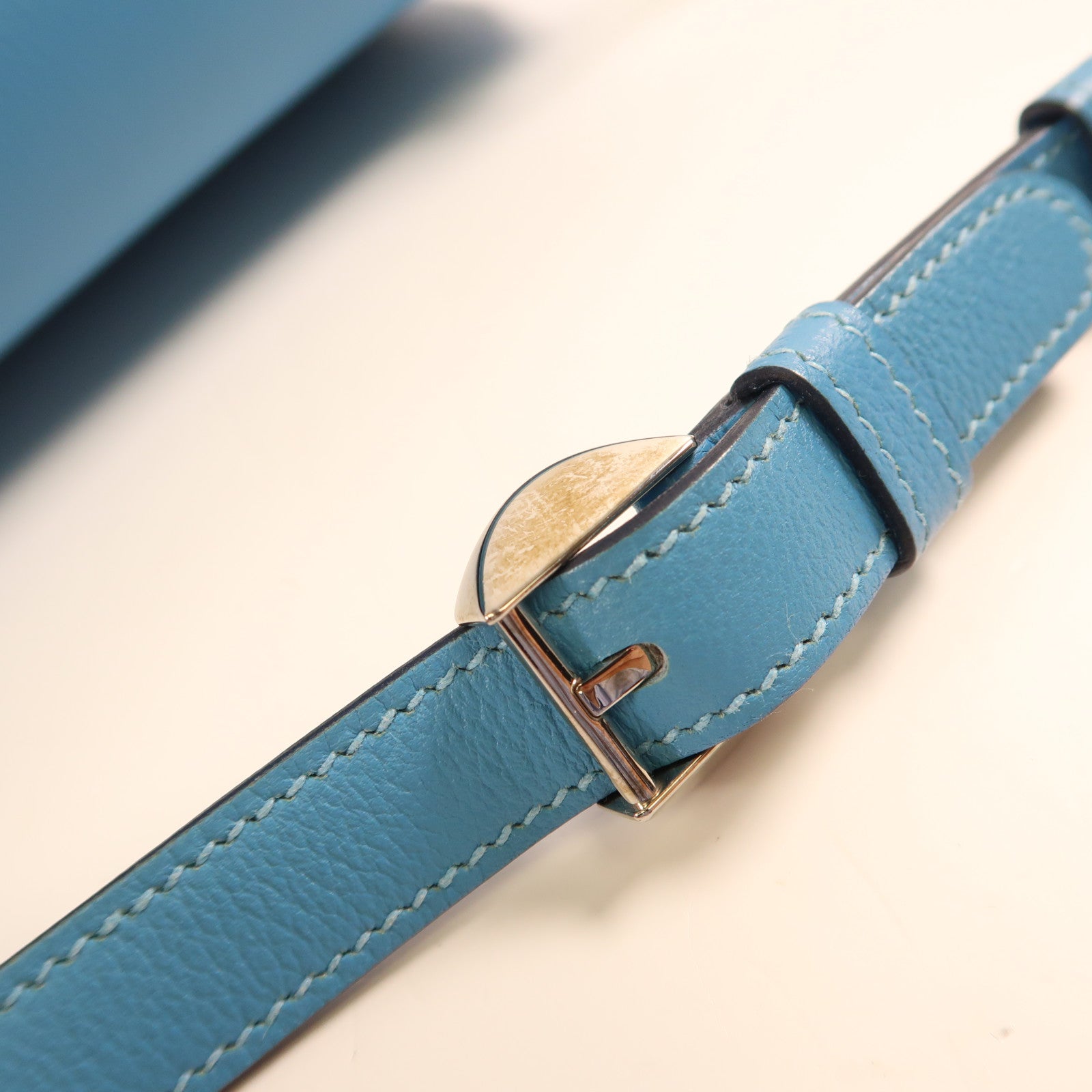 HERMES 【激減優惠】Evercolor皮革2002銀扣肩背袋Bleu Du Nord