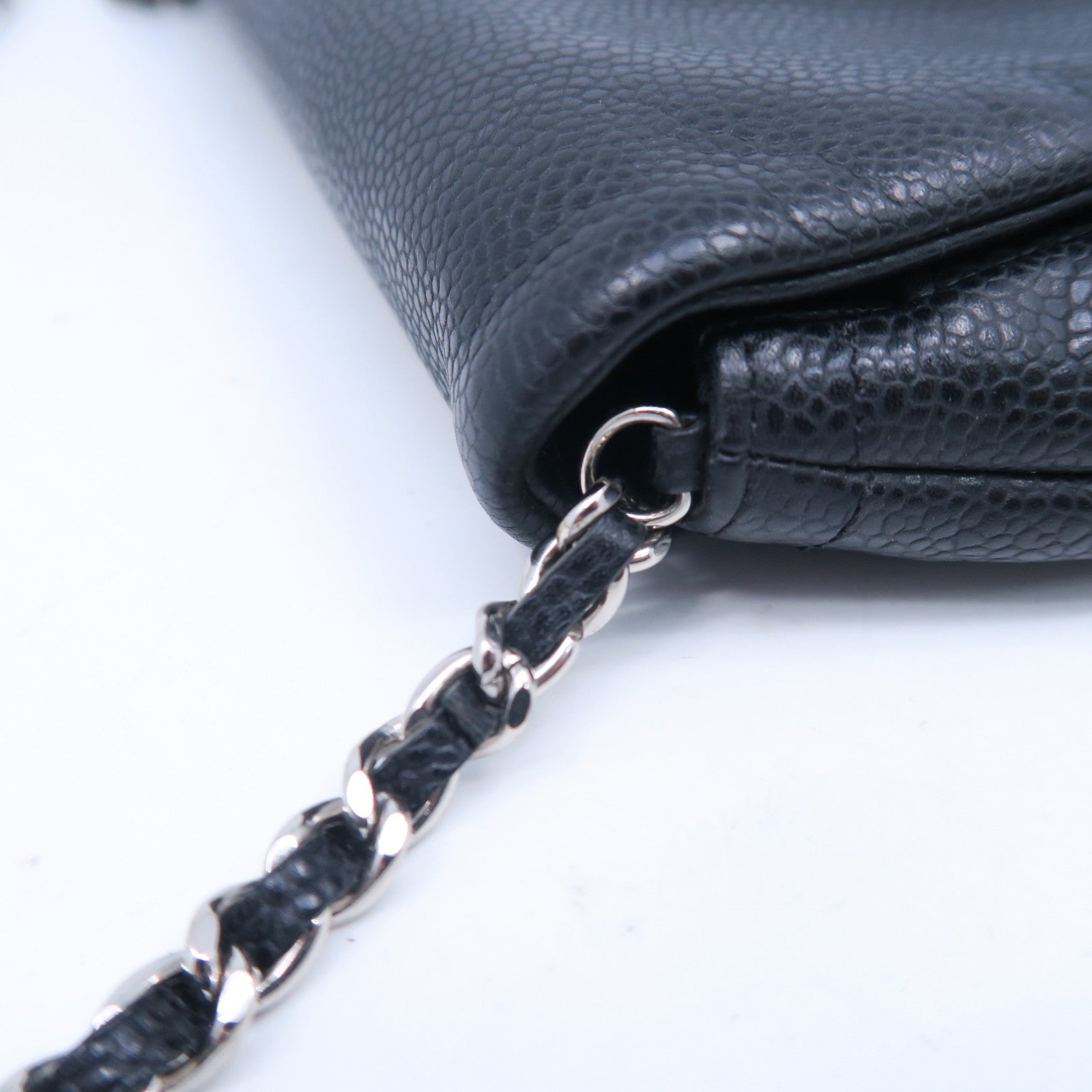 CHANEL 【激減優惠】牛皮皮革Chain Shoulder Bag銀扣鏈帶肩背袋黑色