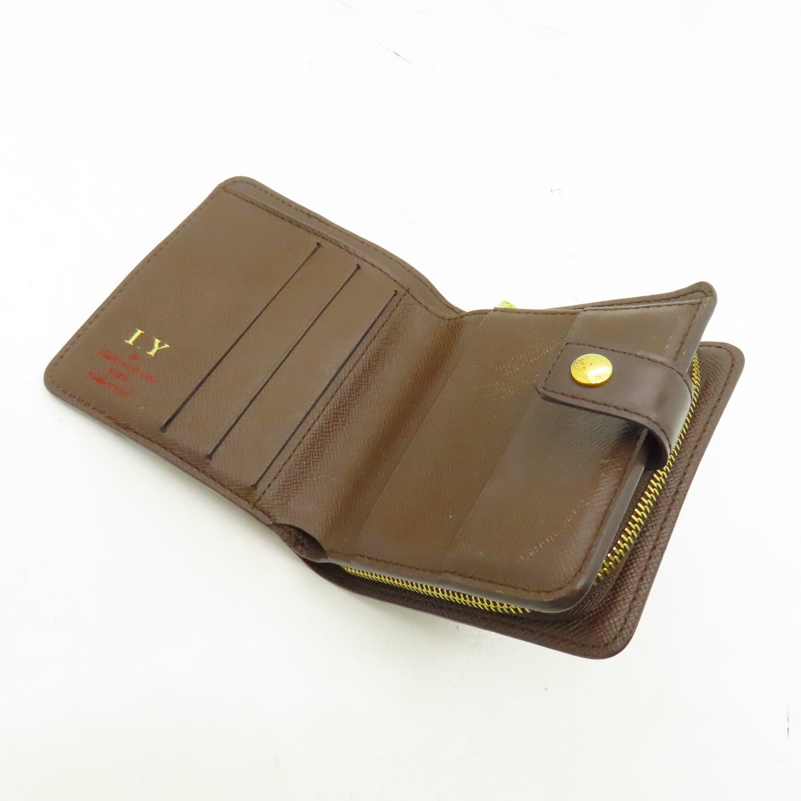 LOUIS VUITTON 【激減優惠】Damier Compact Zipper金扣錢包啡色