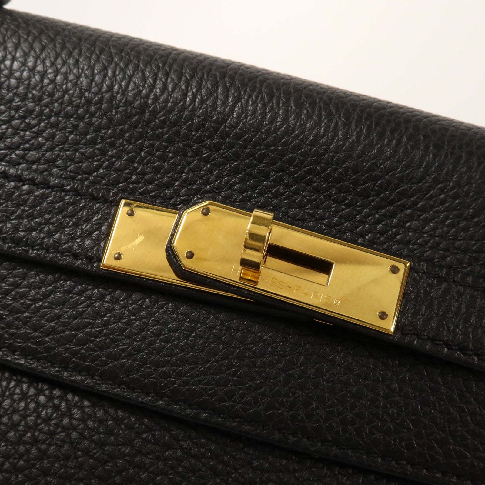 HERMES Clemence皮革Kelly 32手挽肩背兩用袋Noir