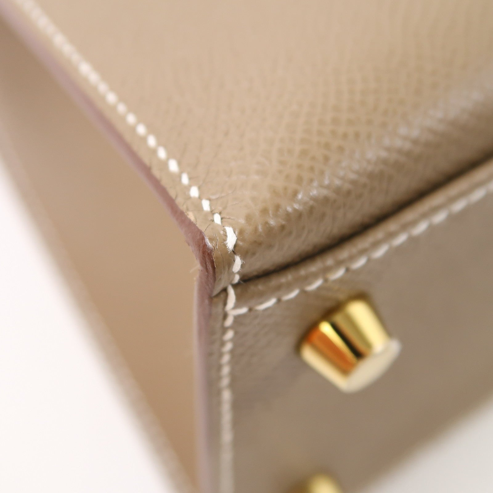 HERMES Epsom皮革Kelly 25金扣手挽肩背兩用袋Etoupe大象灰