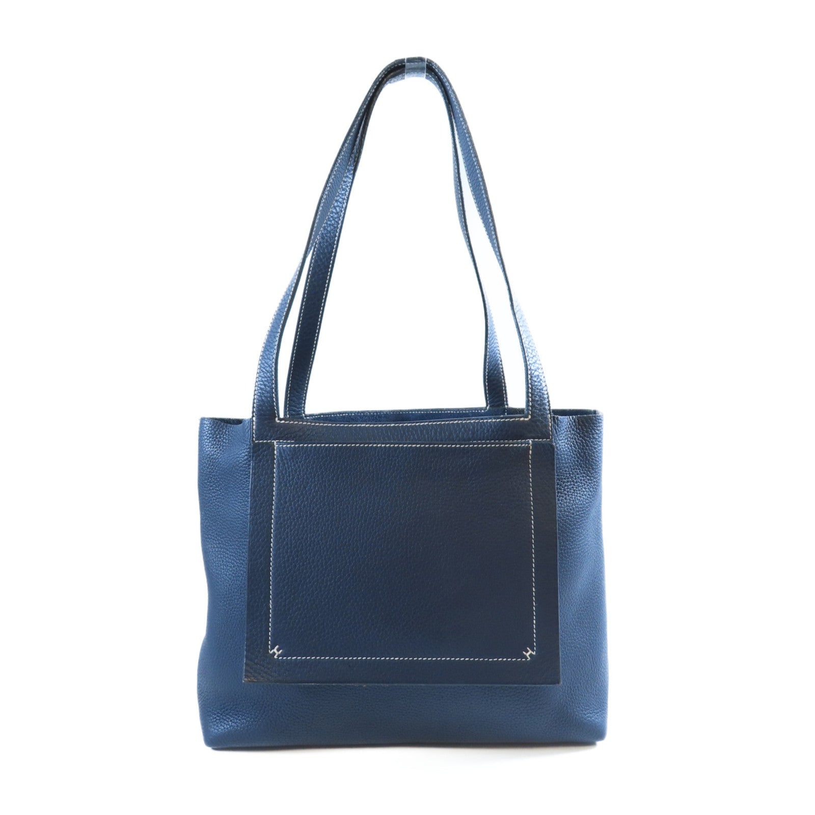 HERMES 【激減優惠】Clemence皮革Cabasellier 31肩背袋Bleu Nuit午夜藍色