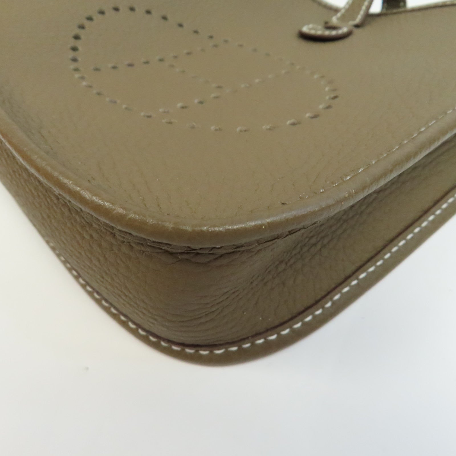 HERMES Clemence皮革Evelyne TPM Shoulder Bag銀扣肩背袋Etoupe/啡色