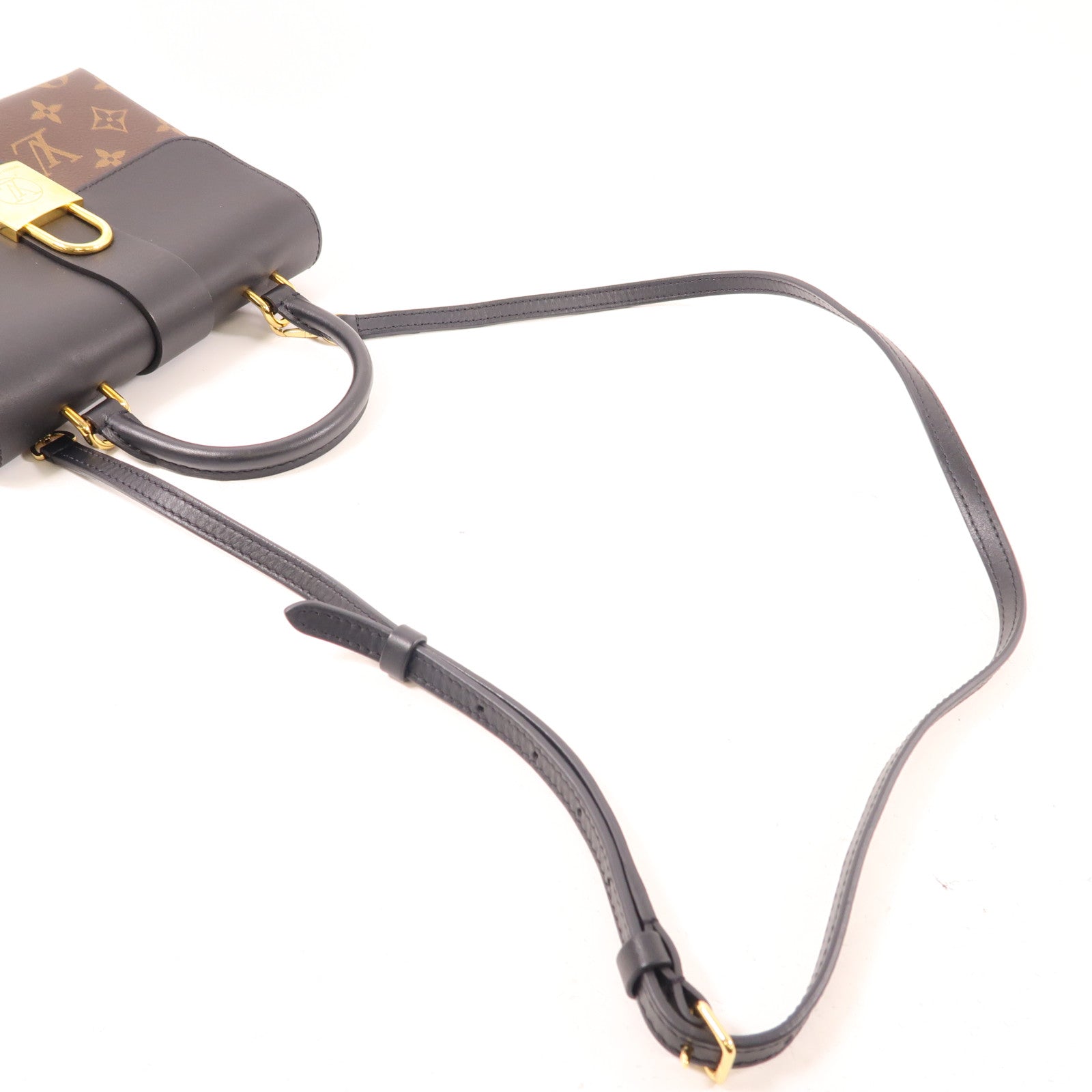 LOUIS VUITTON Monogram Locky BB金扣手挽肩背兩用袋棕色/黑色
