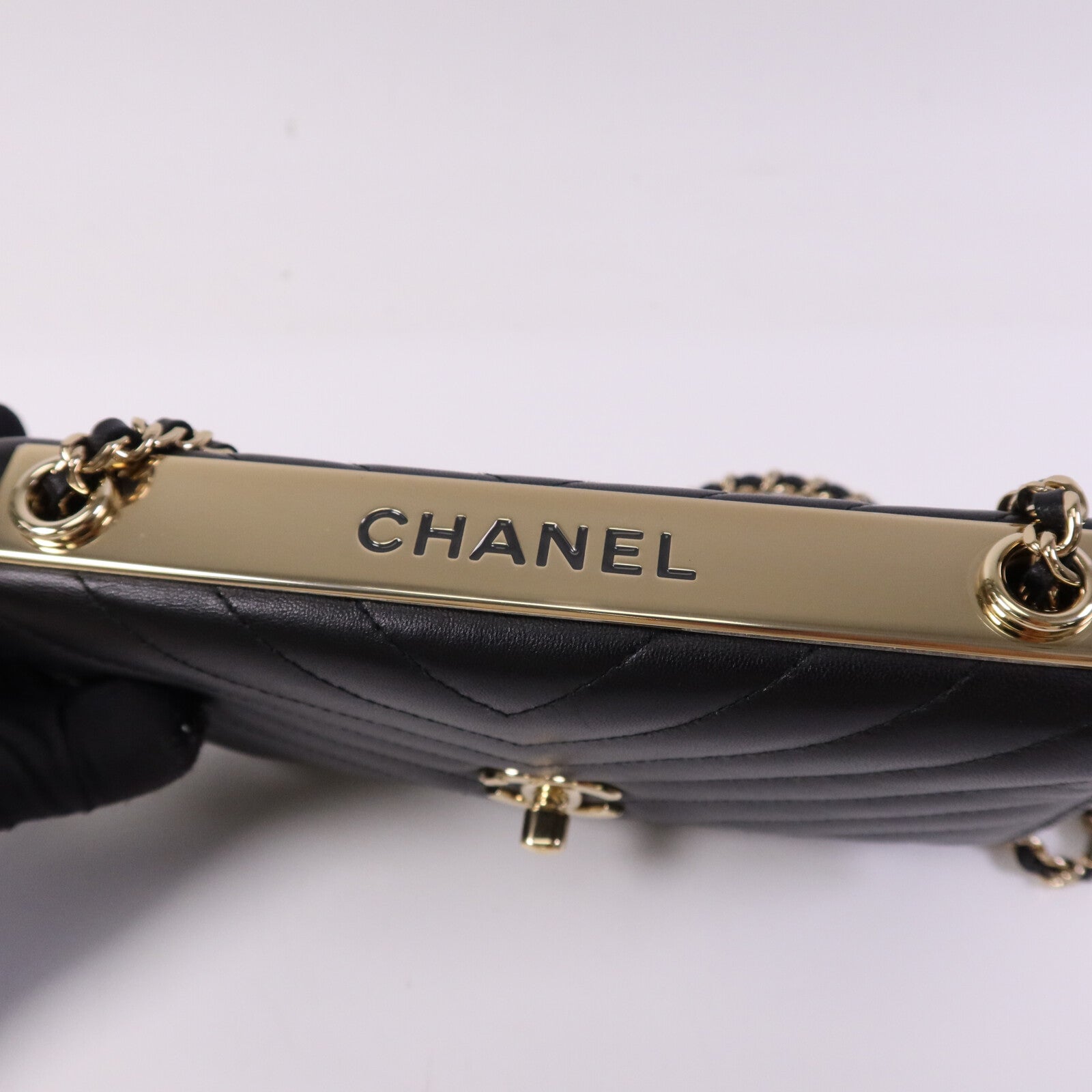 CHANEL 羊皮皮革Wallet On Chain金扣鏈帶肩背袋