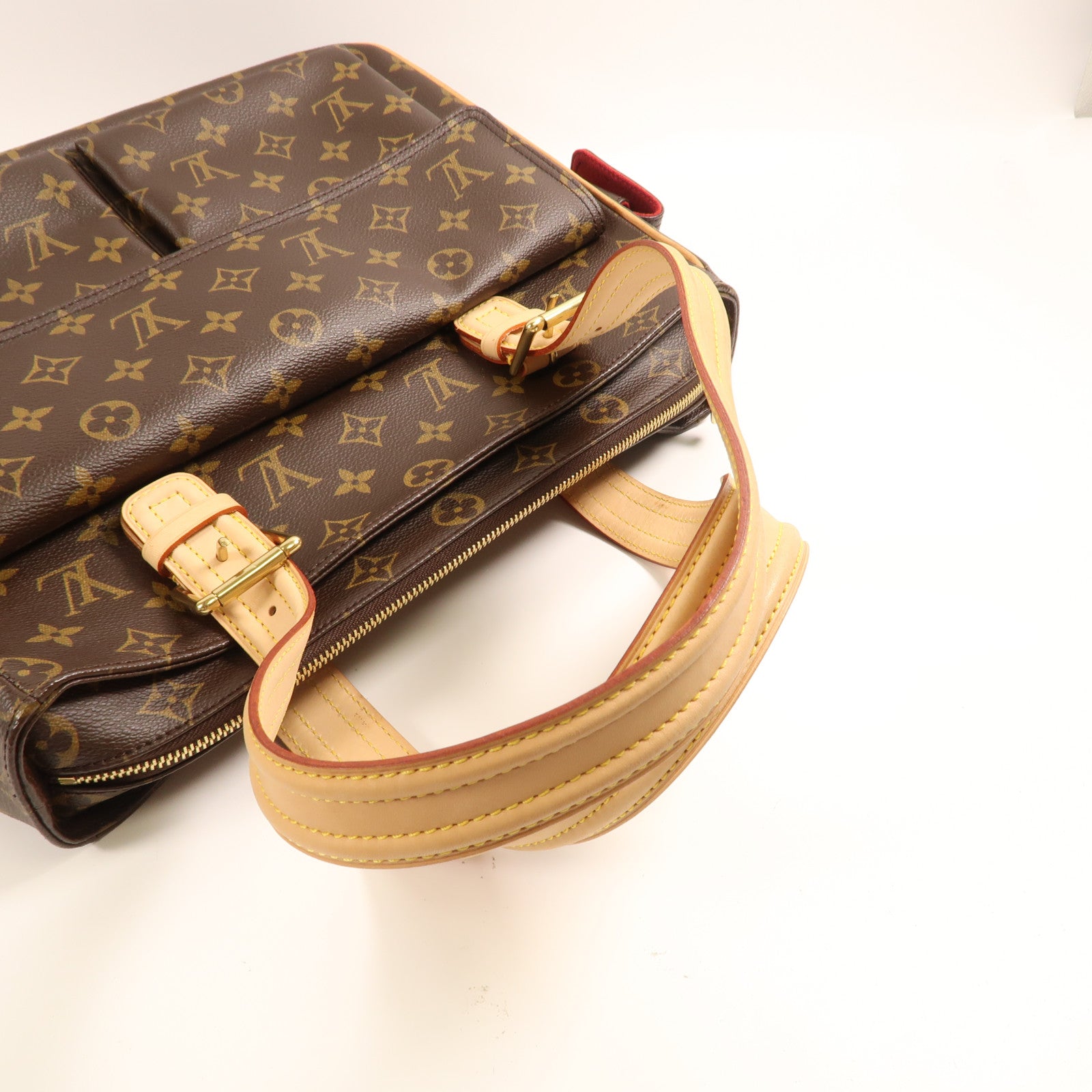LOUIS VUITTON Monogram Multipli Cite金扣肩背袋棕色