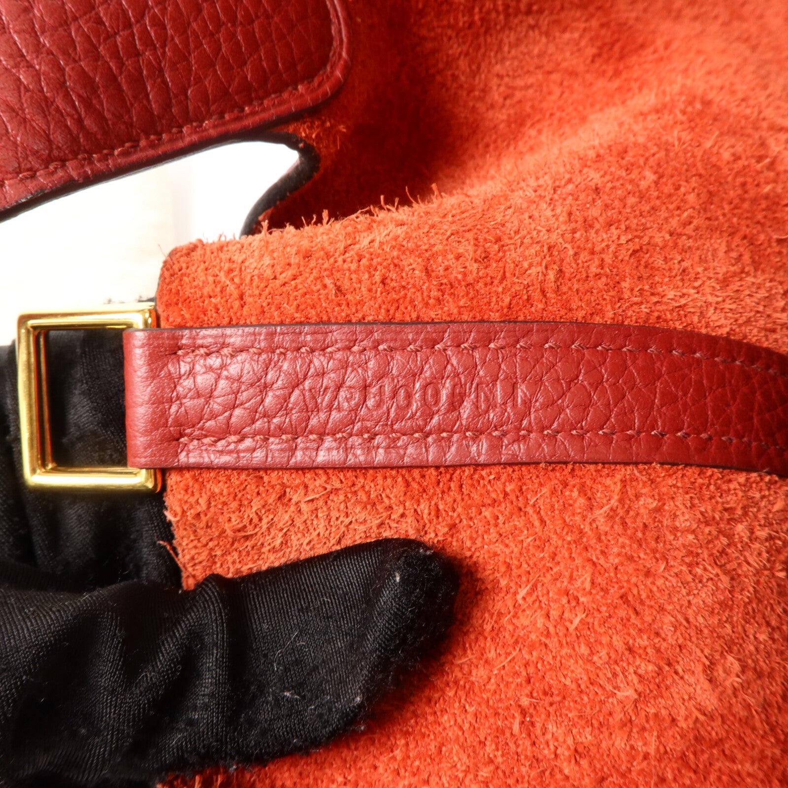 HERMES Clemence皮革Picotin MM扣手挽袋Rouge Garance