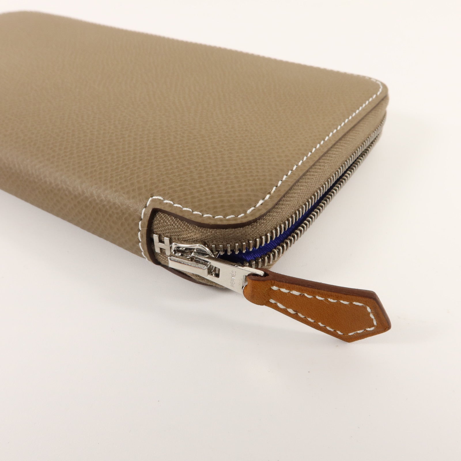 HERMES Epsom皮革Silk In Long Wallet長錢包Etoupe