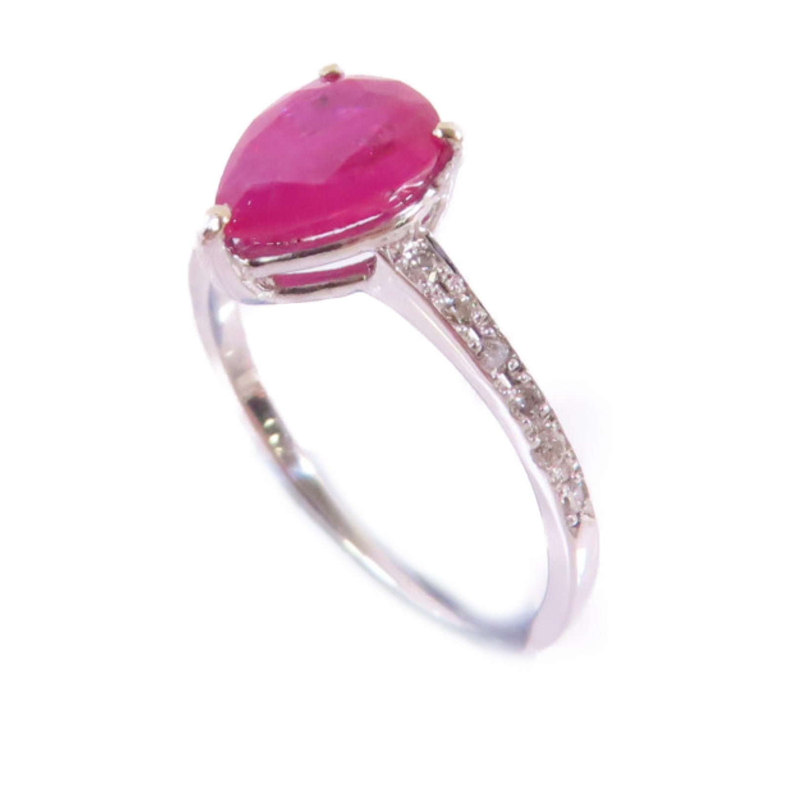 JEWELRY 18K白金/1.430ct紅寶石/0.88ct鑚石Ruby Diamond Ring 戒指US#4.75