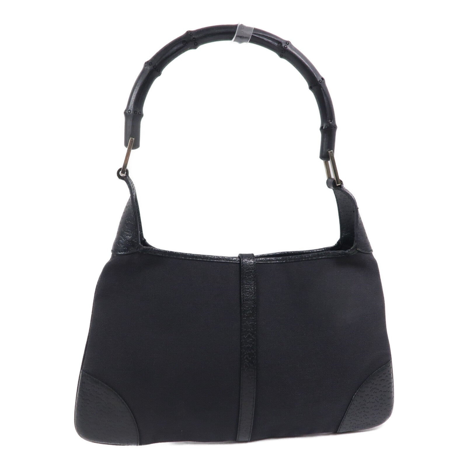 GUCCI 帆布/牛皮皮革Bamboo Jackie Hobo Bag肩背袋